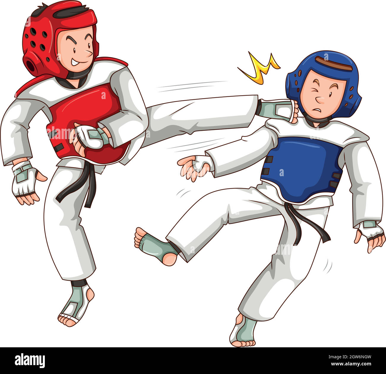 Due atleti che fanno taekwondo Illustrazione Vettoriale