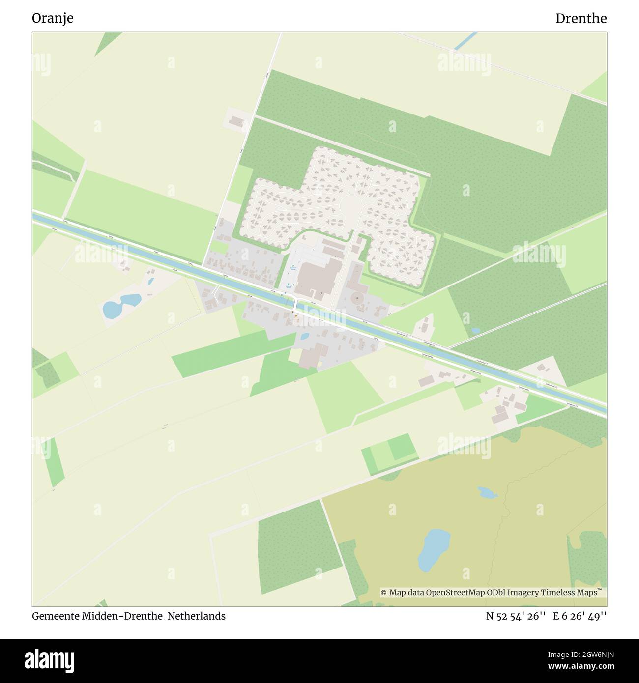 Oranje, Gemeente Midden-Drenthe, Paesi Bassi, Drenthe, N 52 54' 26'', e 6 26' 49''', mappa, Mappa senza tempo pubblicata nel 2021. Viaggiatori, esploratori e avventurieri come Florence Nightingale, David Livingstone, Ernest Shackleton, Lewis and Clark e Sherlock Holmes si sono affidati alle mappe per pianificare i viaggi verso gli angoli più remoti del mondo, Timeless Maps sta mappando la maggior parte delle località del mondo, mostrando il successo di grandi sogni Foto Stock