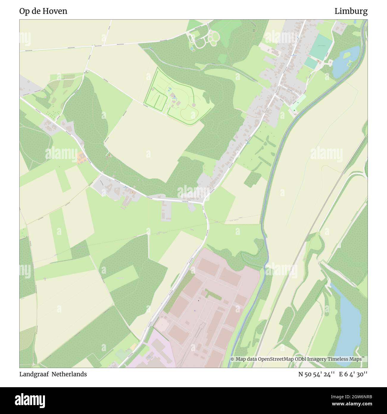 Op de Hoven, Landgraaf, Paesi Bassi, Limburgo, N 50 54' 24'', e 6 4' 30''', mappa, Mappa senza tempo pubblicata nel 2021. Viaggiatori, esploratori e avventurieri come Florence Nightingale, David Livingstone, Ernest Shackleton, Lewis and Clark e Sherlock Holmes si sono affidati alle mappe per pianificare i viaggi verso gli angoli più remoti del mondo, Timeless Maps sta mappando la maggior parte delle località del mondo, mostrando il successo di grandi sogni Foto Stock