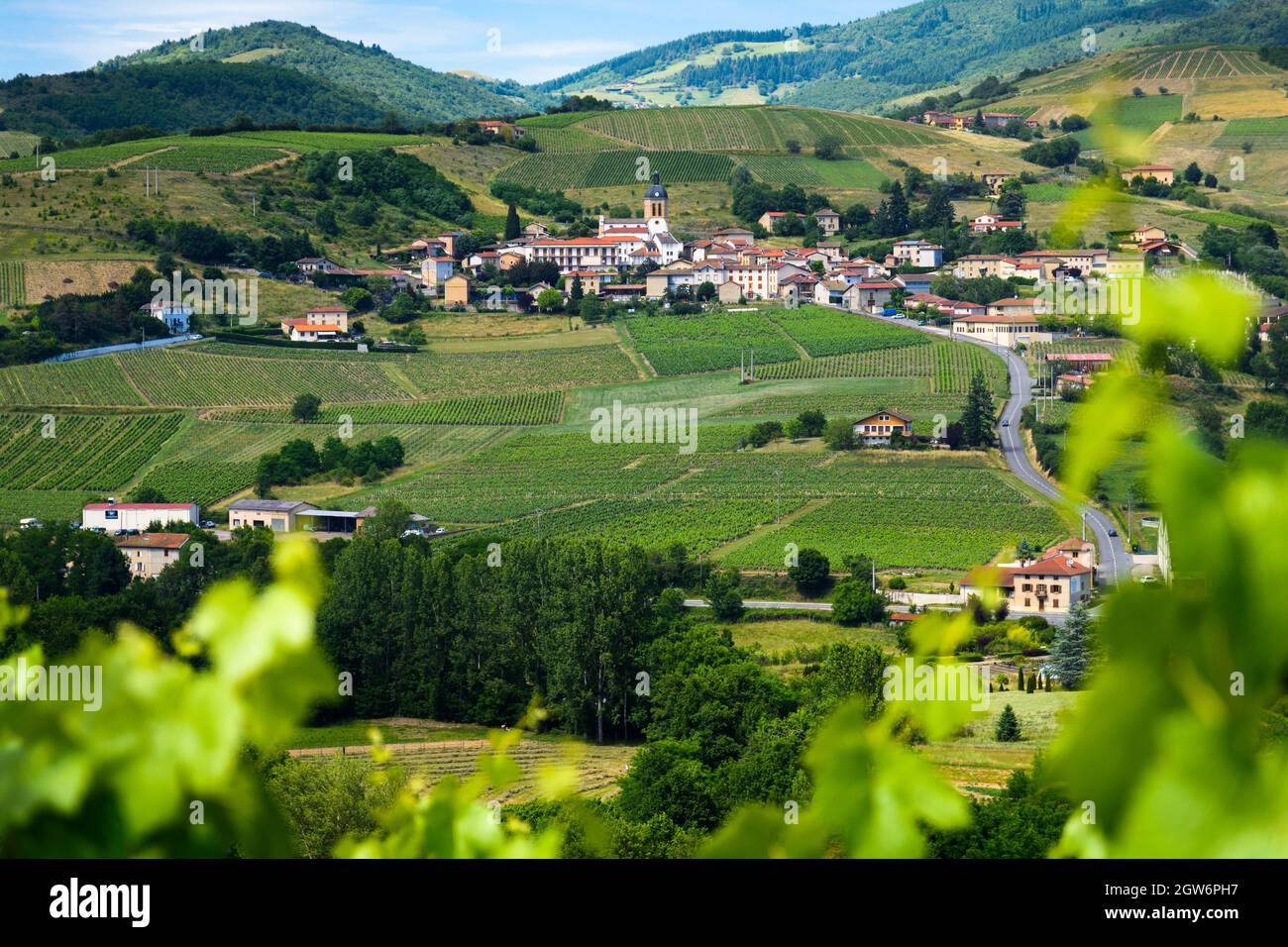 Letra village e vigneti di Beaujolais in Francia Foto Stock