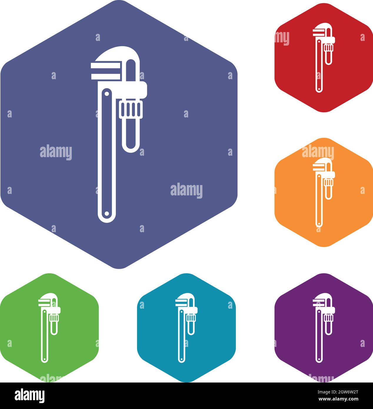 Tubo o Monkey Wrench set di icone Illustrazione Vettoriale
