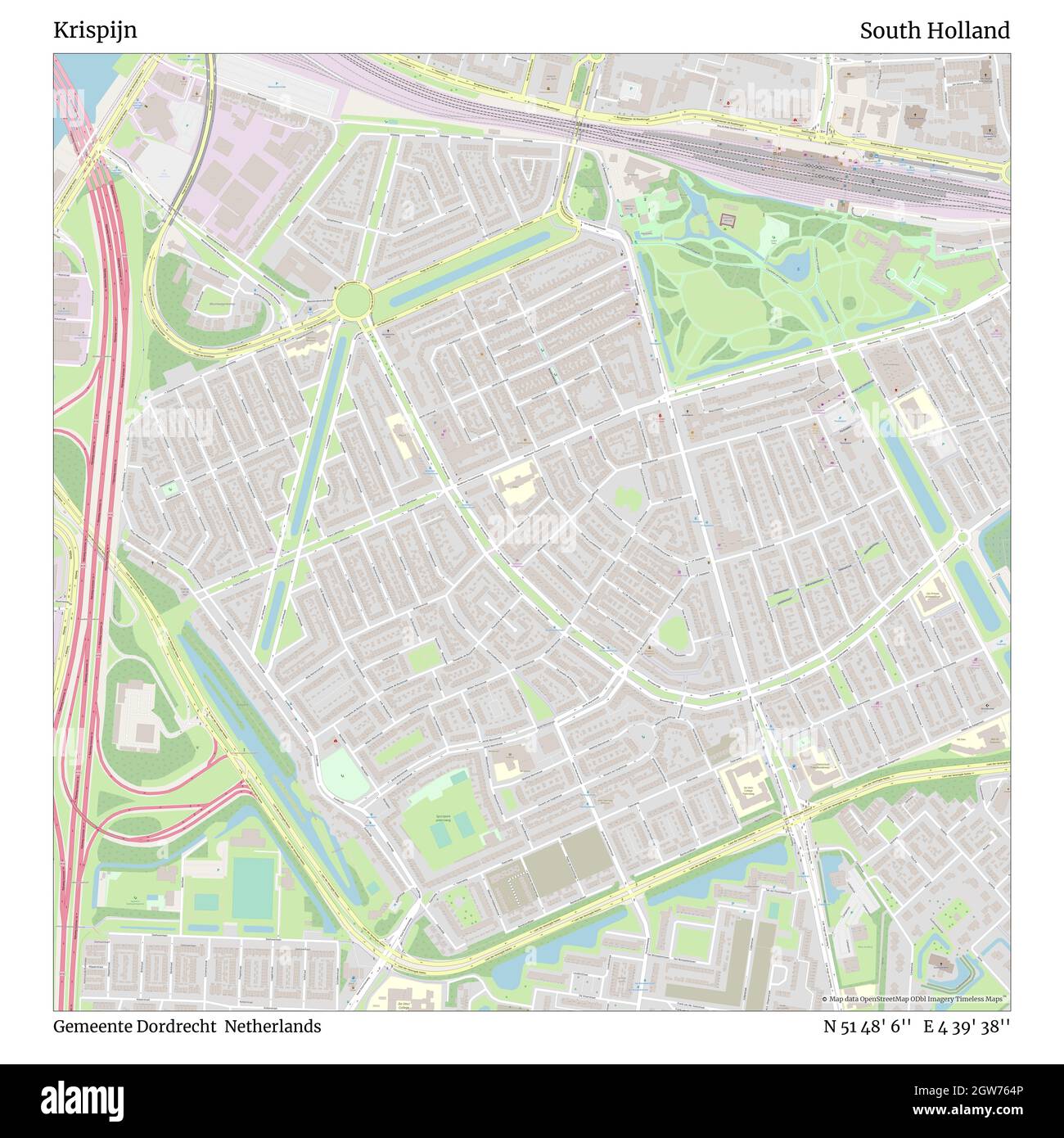 Krispijn, Gemeente Dordrecht, Paesi Bassi, Olanda del Sud, N 51 48' 6'', e 4 39' 38'', mappa, mappa senza tempo pubblicata nel 2021. Viaggiatori, esploratori e avventurieri come Florence Nightingale, David Livingstone, Ernest Shackleton, Lewis and Clark e Sherlock Holmes si sono affidati alle mappe per pianificare i viaggi verso gli angoli più remoti del mondo, Timeless Maps sta mappando la maggior parte delle località del mondo, mostrando il successo di grandi sogni Foto Stock