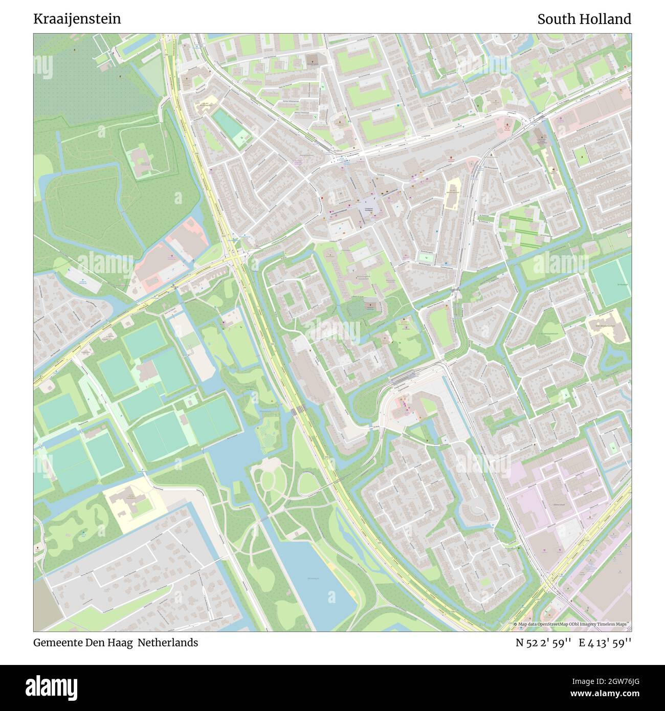 Kraaijenstein, Gemeente Den Haag, Paesi Bassi, Olanda meridionale, N 52 2' 59'', e 4 13' 59''', mappa, Mappa senza tempo pubblicata nel 2021. Viaggiatori, esploratori e avventurieri come Florence Nightingale, David Livingstone, Ernest Shackleton, Lewis and Clark e Sherlock Holmes si sono affidati alle mappe per pianificare i viaggi verso gli angoli più remoti del mondo, Timeless Maps sta mappando la maggior parte delle località del mondo, mostrando il successo di grandi sogni Foto Stock