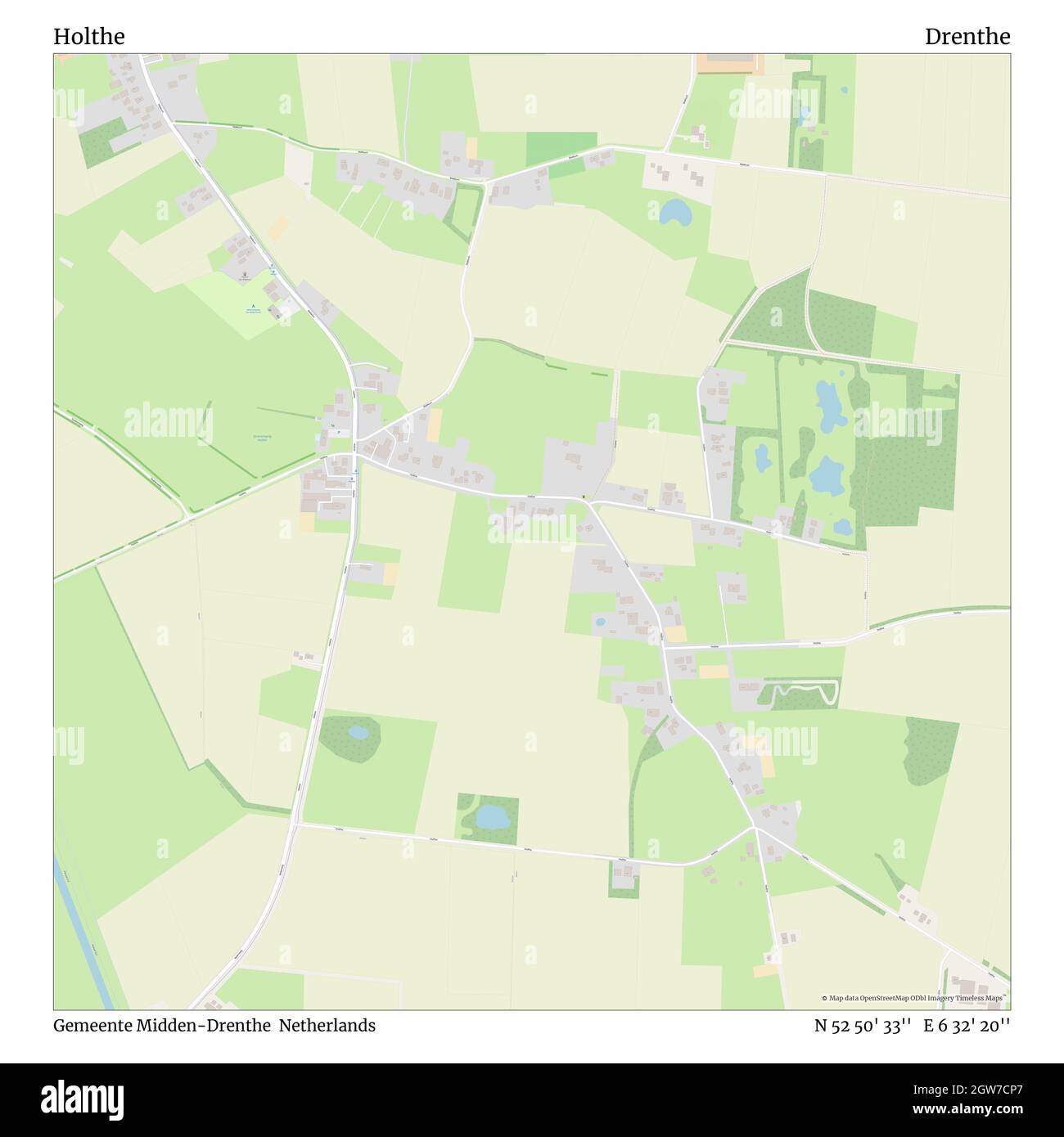 Holthe, Gemeente Midden-Drenthe, Olanda, Drenthe, N 52 50' 33'', e 6 32' 20''', mappa, Mappa senza tempo pubblicata nel 2021. Viaggiatori, esploratori e avventurieri come Florence Nightingale, David Livingstone, Ernest Shackleton, Lewis and Clark e Sherlock Holmes si sono affidati alle mappe per pianificare i viaggi verso gli angoli più remoti del mondo, Timeless Maps sta mappando la maggior parte delle località del mondo, mostrando il successo di grandi sogni Foto Stock