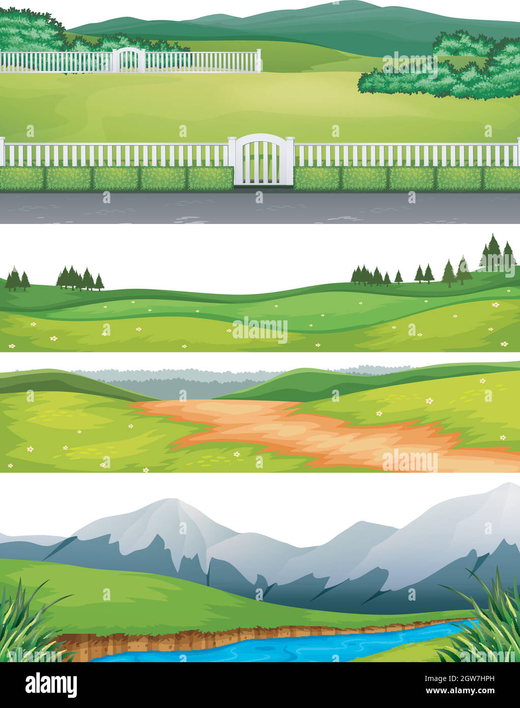 Set di diverse scene all'aperto Illustrazione Vettoriale