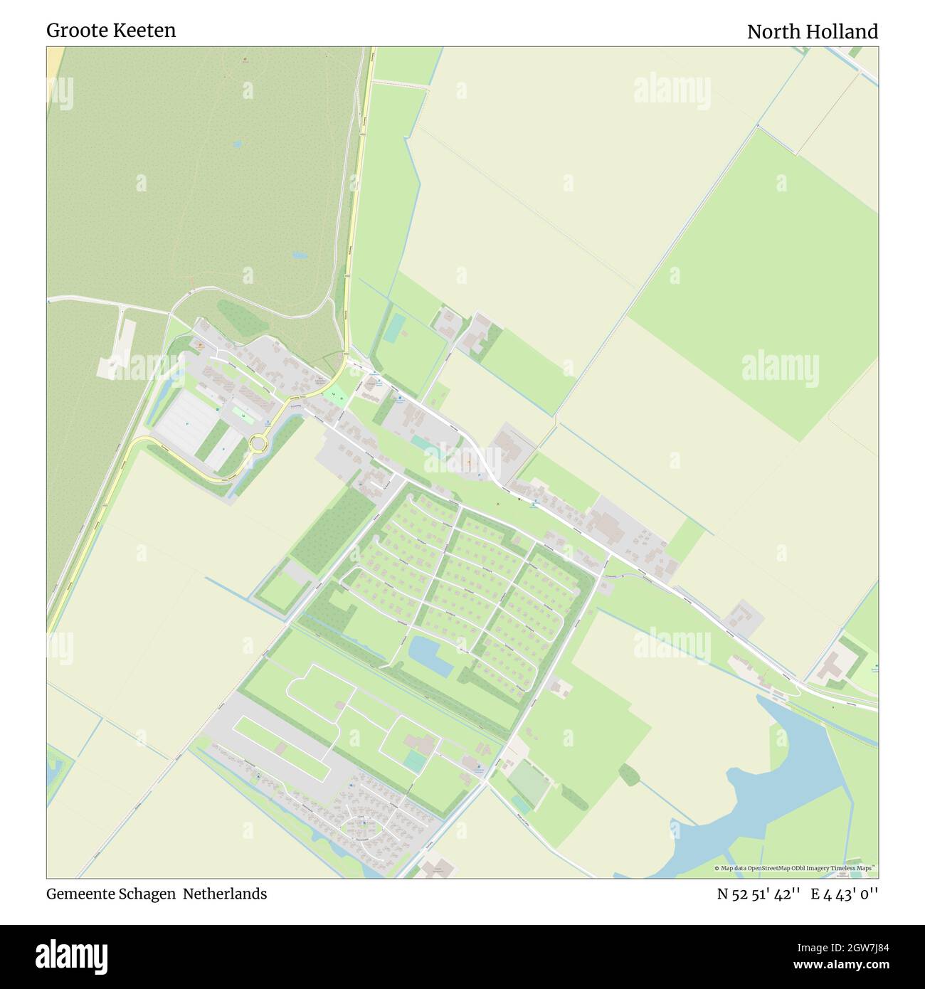 Groote Keeten, Gemeente Schagen, Paesi Bassi, Olanda del Nord, N 52 51' 42'', e 4 43' 0''', mappa, mappa senza tempo pubblicata nel 2021. Viaggiatori, esploratori e avventurieri come Florence Nightingale, David Livingstone, Ernest Shackleton, Lewis and Clark e Sherlock Holmes si sono affidati alle mappe per pianificare i viaggi verso gli angoli più remoti del mondo, Timeless Maps sta mappando la maggior parte delle località del mondo, mostrando il successo di grandi sogni Foto Stock