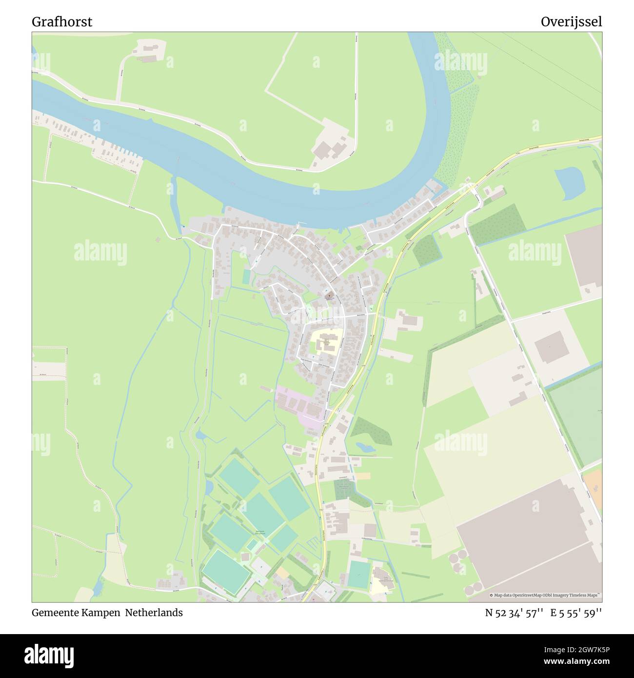 Grafhorst, Gemeente Kampen, Olanda, Overijssel, N 52 34' 57'', e 5 55' 59''', mappa, Mappa senza tempo pubblicata nel 2021. Viaggiatori, esploratori e avventurieri come Florence Nightingale, David Livingstone, Ernest Shackleton, Lewis and Clark e Sherlock Holmes si sono affidati alle mappe per pianificare i viaggi verso gli angoli più remoti del mondo, Timeless Maps sta mappando la maggior parte delle località del mondo, mostrando il successo di grandi sogni Foto Stock