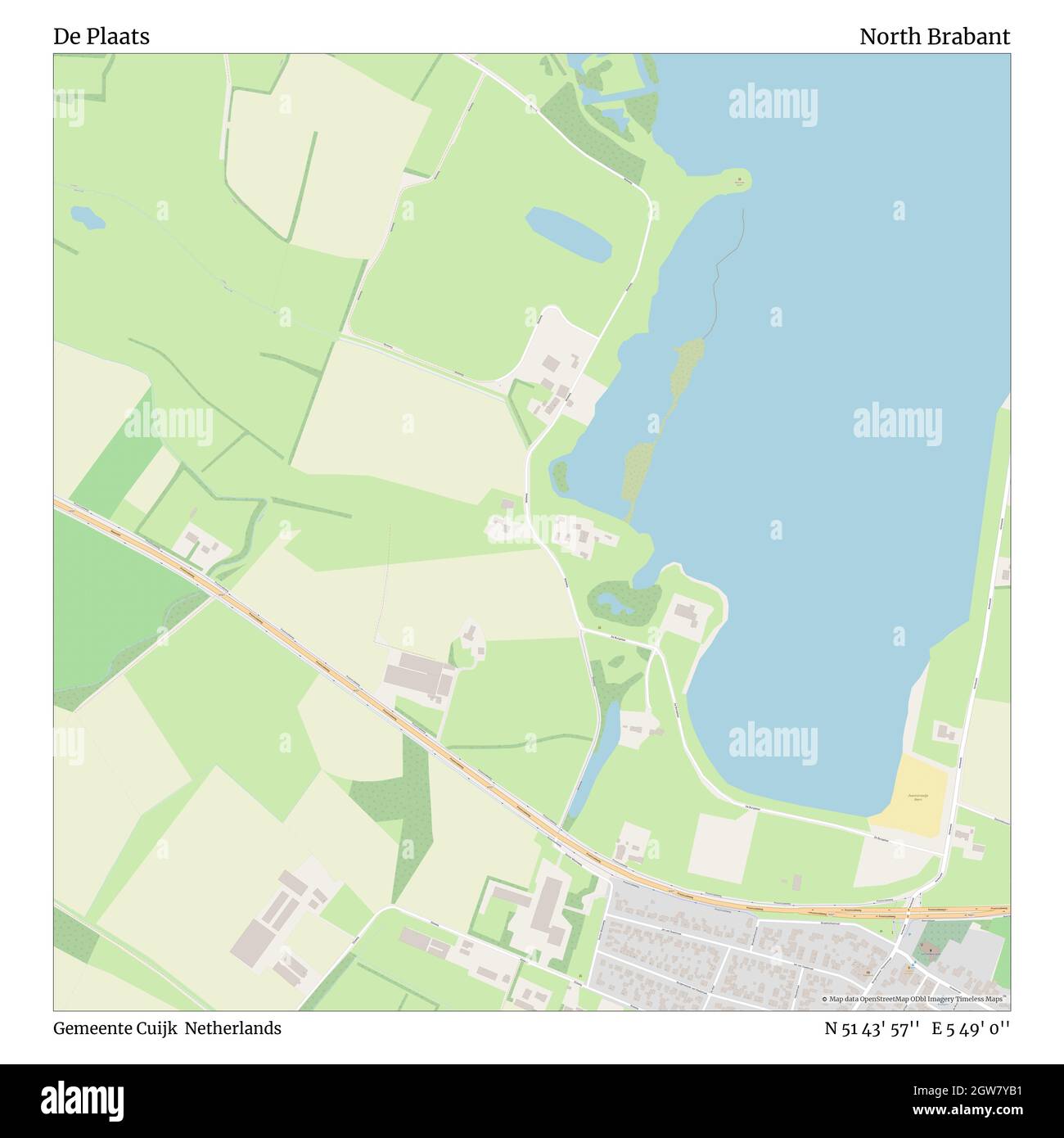 De Plaats, Gemeente Cuijk, Paesi Bassi, Brabante del Nord, N 51 43' 57'', e 5 49' 0''', mappa, Mappa senza tempo pubblicata nel 2021. Viaggiatori, esploratori e avventurieri come Florence Nightingale, David Livingstone, Ernest Shackleton, Lewis and Clark e Sherlock Holmes si sono affidati alle mappe per pianificare i viaggi verso gli angoli più remoti del mondo, Timeless Maps sta mappando la maggior parte delle località del mondo, mostrando il successo di grandi sogni Foto Stock