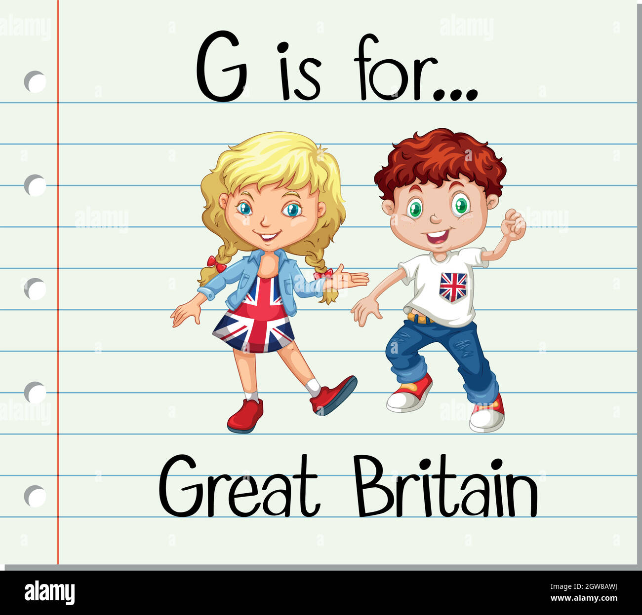 La lettera di flashcard G è per la Gran Bretagna Illustrazione Vettoriale