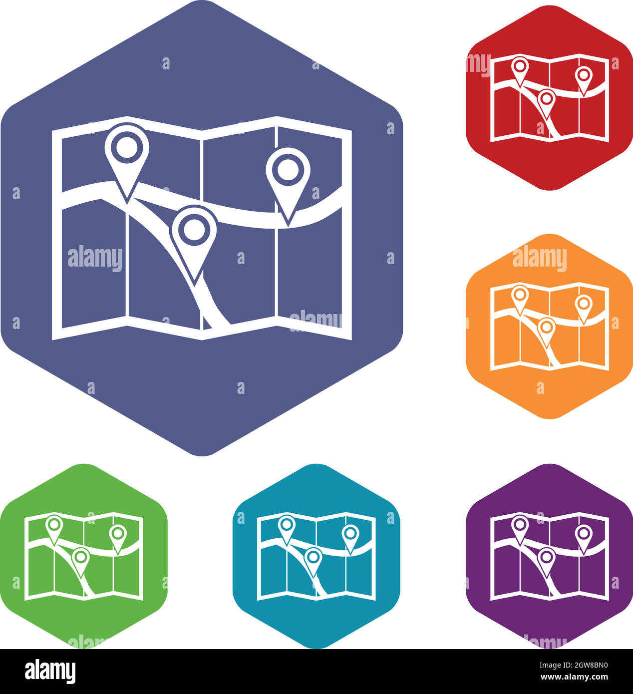 Mappa con pin puntatori set di icone Illustrazione Vettoriale Mappa con pin puntatori set di icone Illustrazione Vettoriale