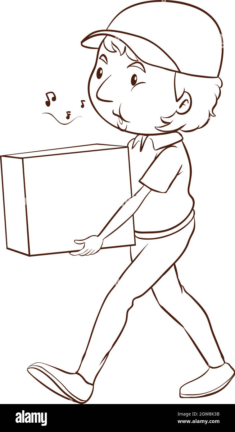 Uno schizzo semplice di un addetto alla consegna Illustrazione Vettoriale