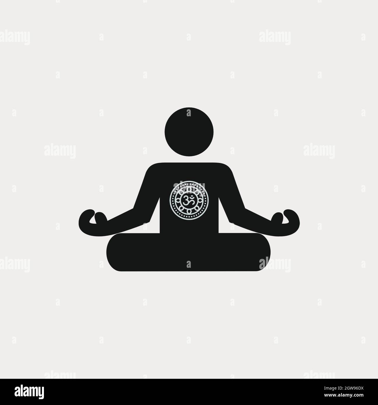 Icona yoga Fitness. Illustrazione isolata del design piatto. Foto Stock