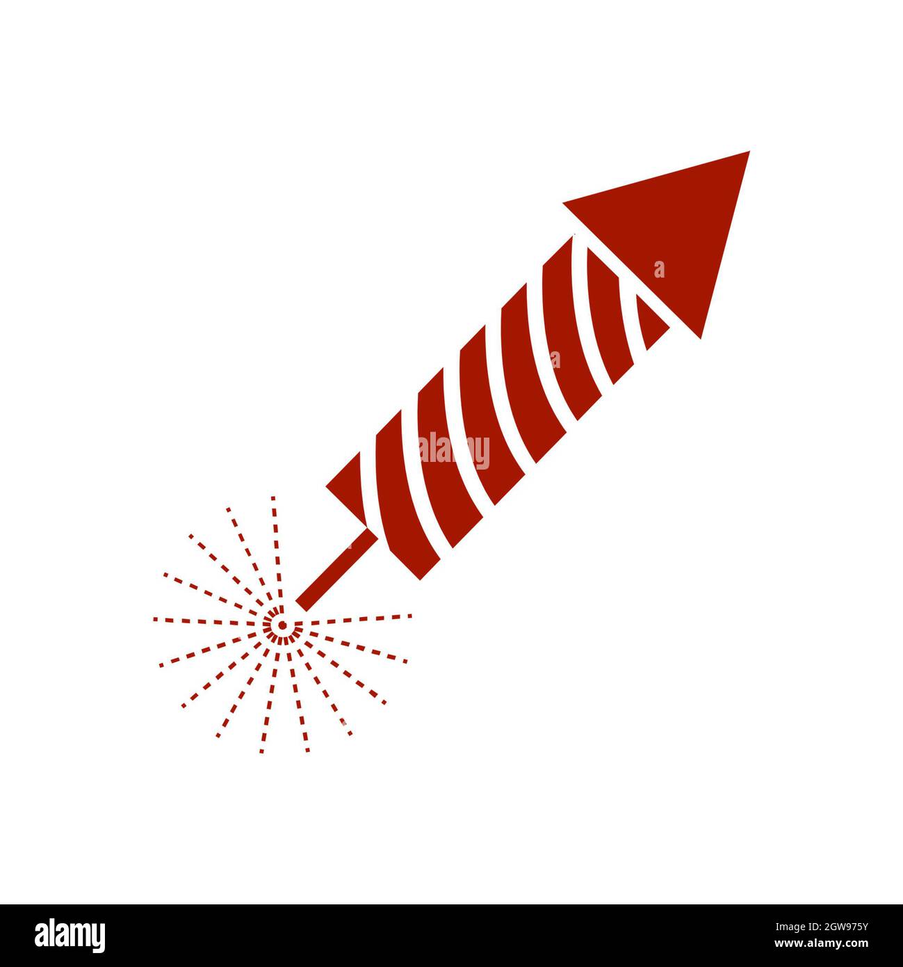 Fuochi d'artificio rosso razzo isolato su sfondo bianco.concetto di festa divertente. Illustrazione vettoriale Foto Stock