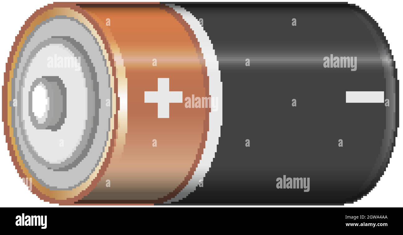 Batteria singola con segno positivo e negativo Illustrazione Vettoriale