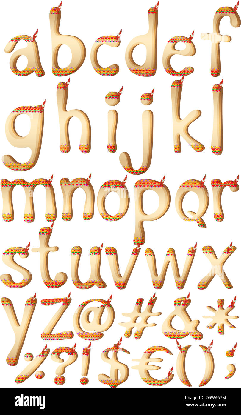 Lettere dell'alfabeto con opere d'arte indiane Illustrazione Vettoriale