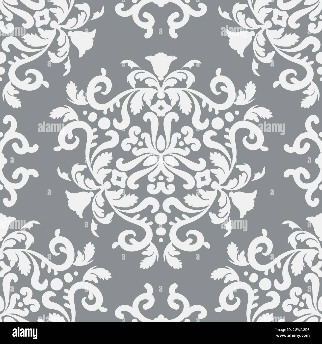 Elegante motivo vettoriale senza cuciture Damask. Colore argento, grigio e  bianco. Per tessuti, tappezzeria, motivi veneziani, tessuti, imballaggi  Immagine e Vettoriale - Alamy