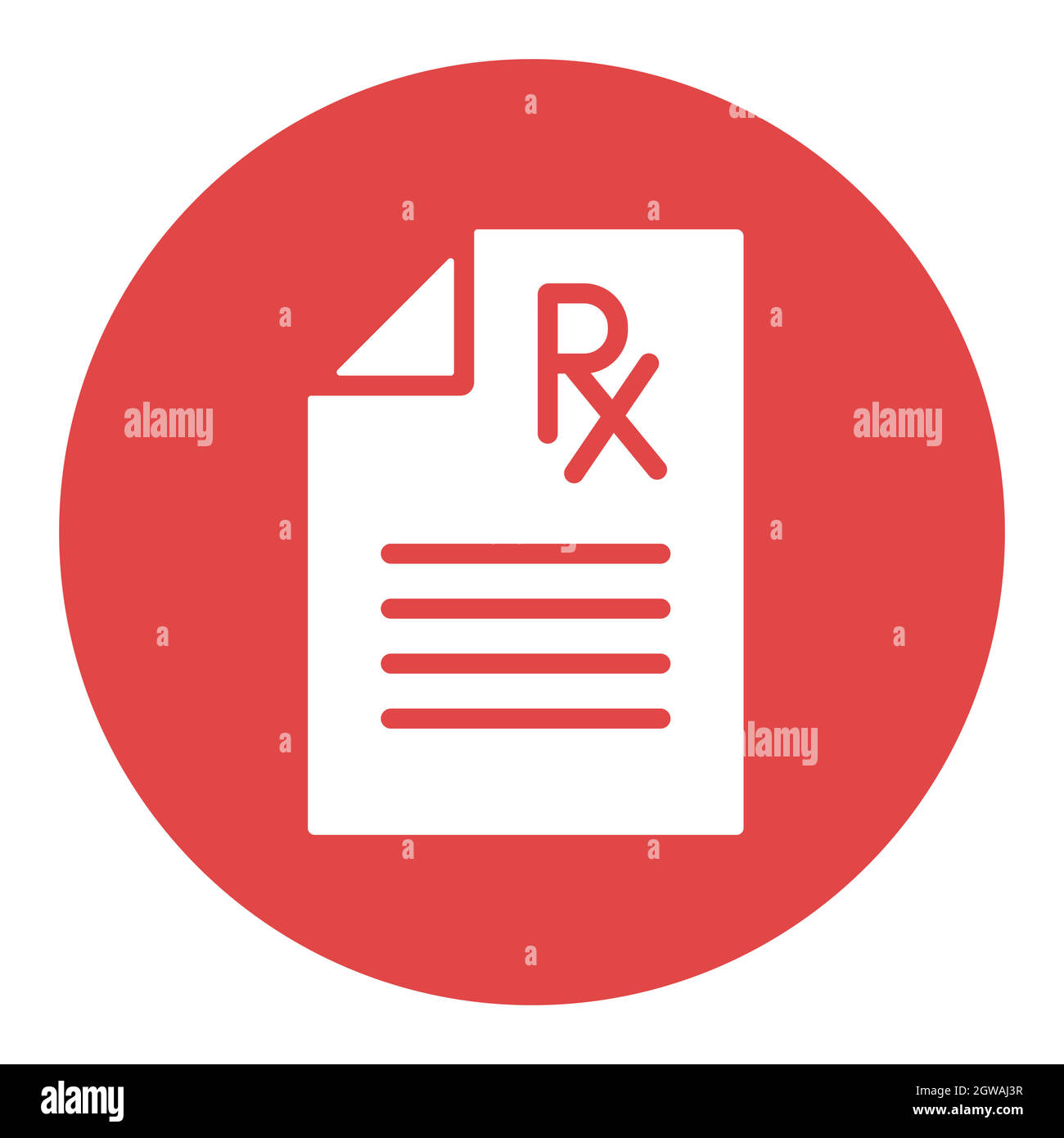 Prescrizione medica Rx vettore bianco glifo icona. Segnale medico Illustrazione Vettoriale