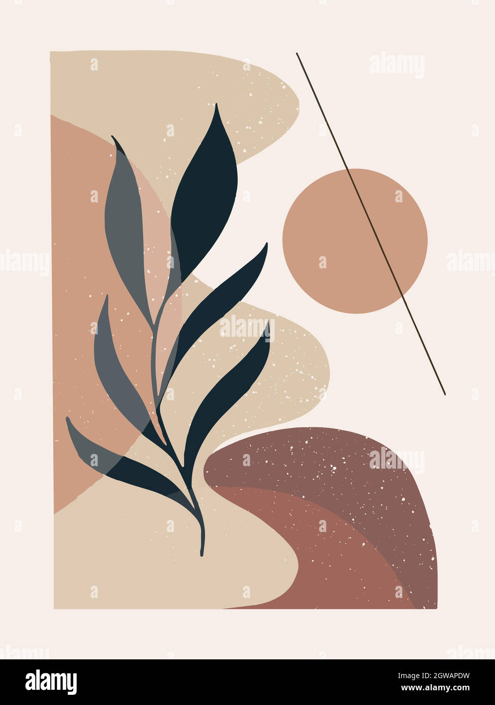 Astratto botanico. Disegno astratto plant editable per stampa d'arte, copertina, arredamento parete, pareti minimal e naturali art. Illustrazione vettoriale. eps 10 Illustrazione Vettoriale