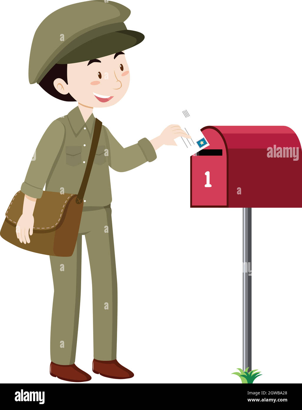 Una posta di consegna del postman Illustrazione Vettoriale