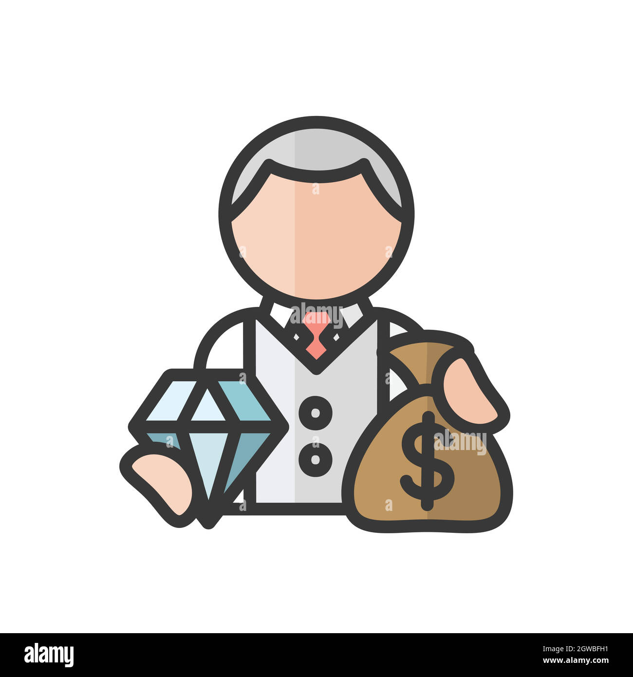 Avatar milionario. Lusso. Utente del profilo, persona. Icona persone ricche. Illustrazione vettoriale Illustrazione Vettoriale