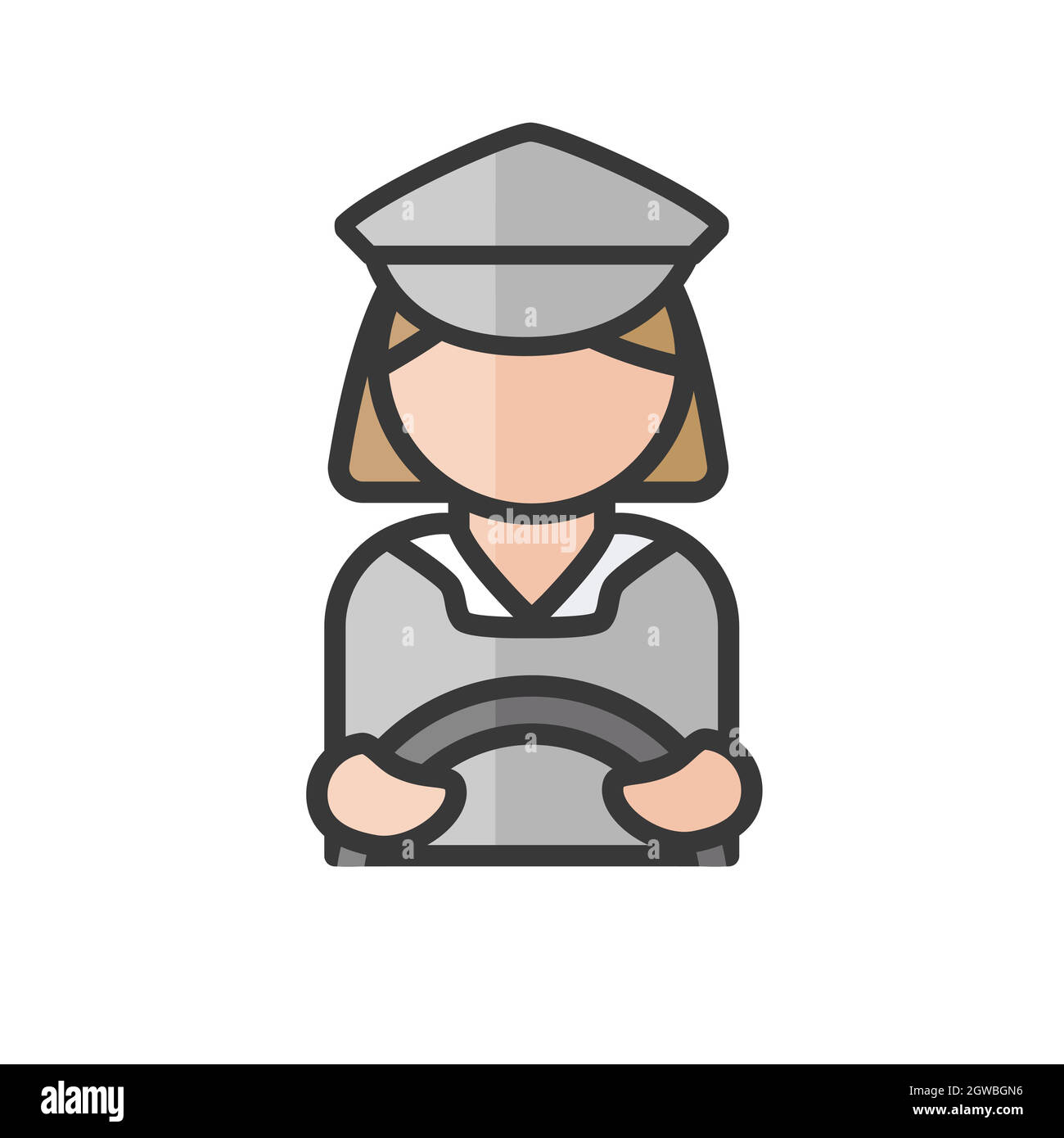 Avatar driver bus femminile. Donna che guida un veicolo. Utente del profilo, persona. Icona persone. Illustrazione vettoriale Illustrazione Vettoriale