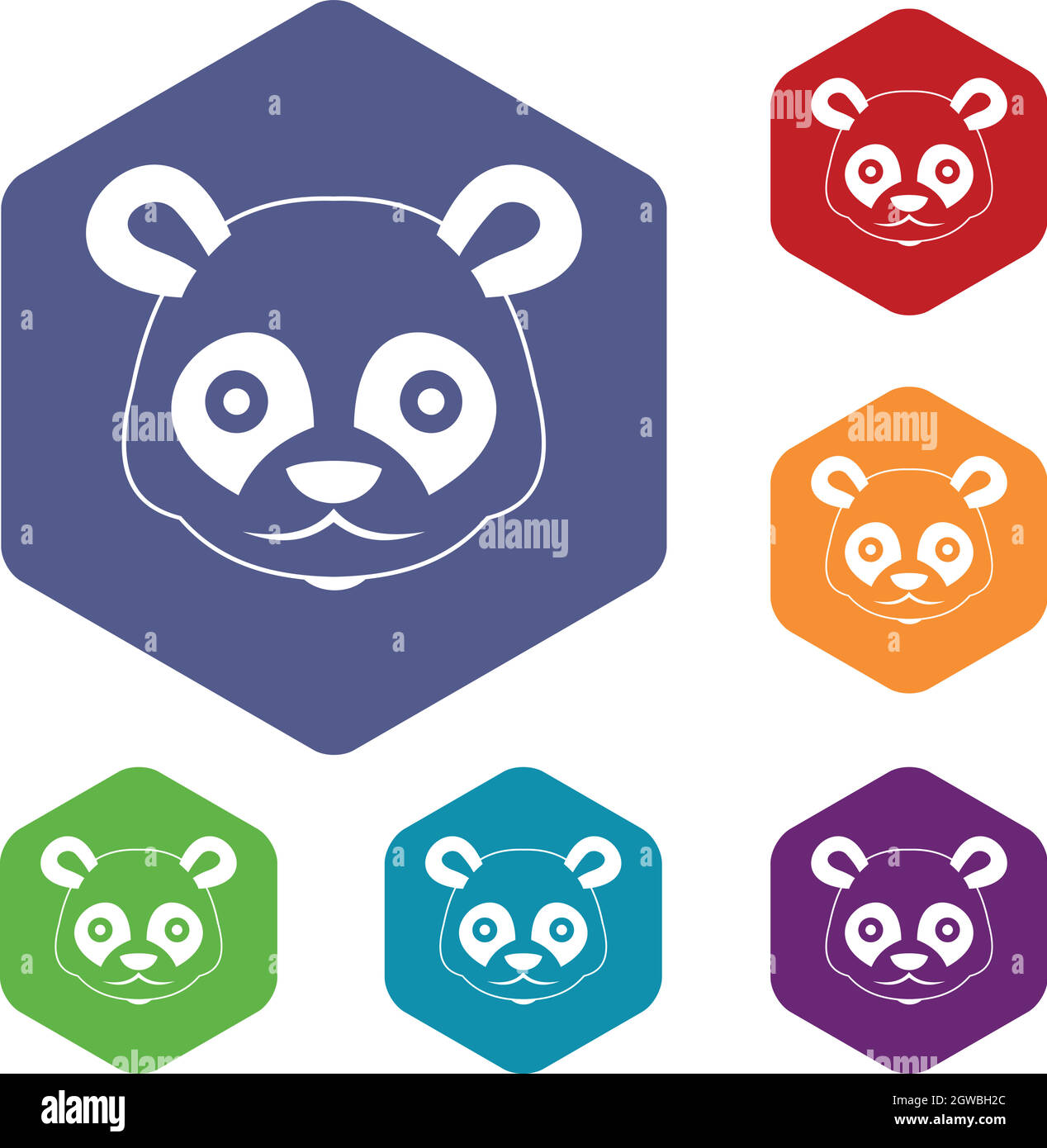 Testa di panda set di icone Illustrazione Vettoriale