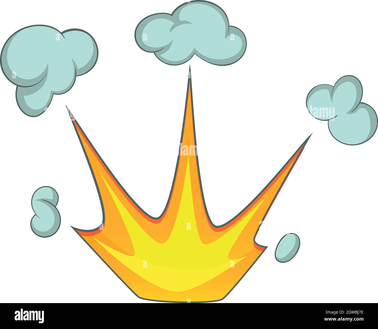Effetto Esplosione con icona di fumo, stile cartoon Illustrazione Vettoriale