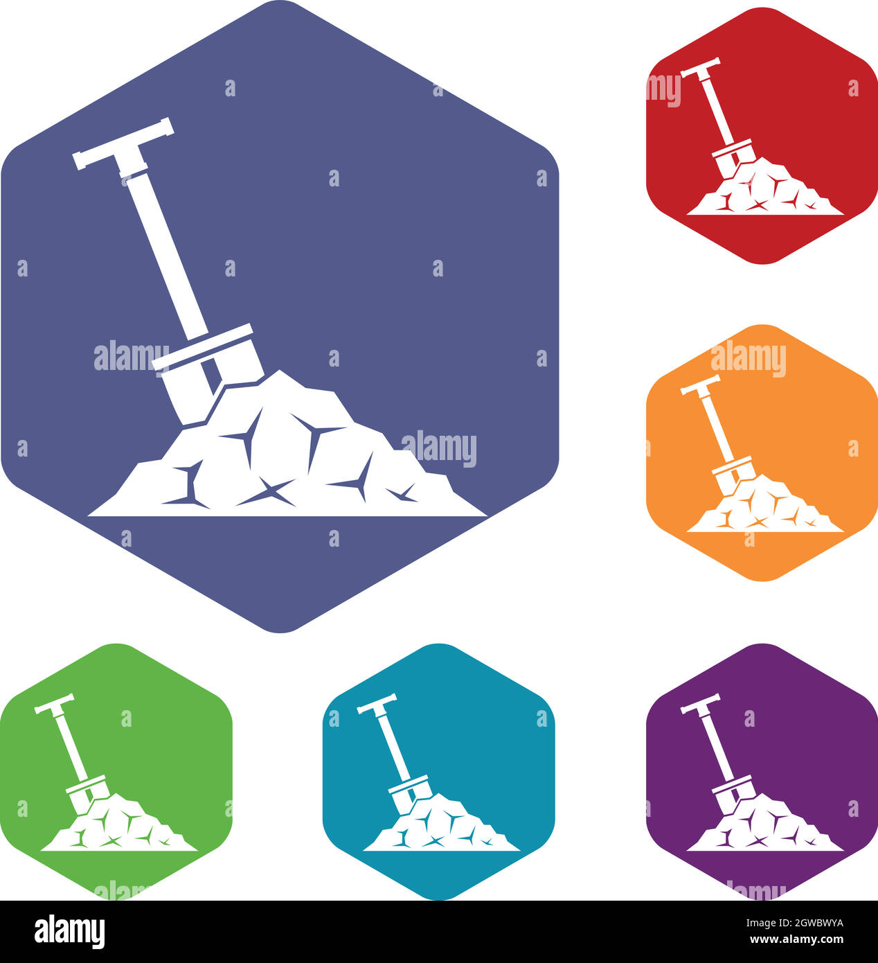 Pala in carbone set di icone Illustrazione Vettoriale