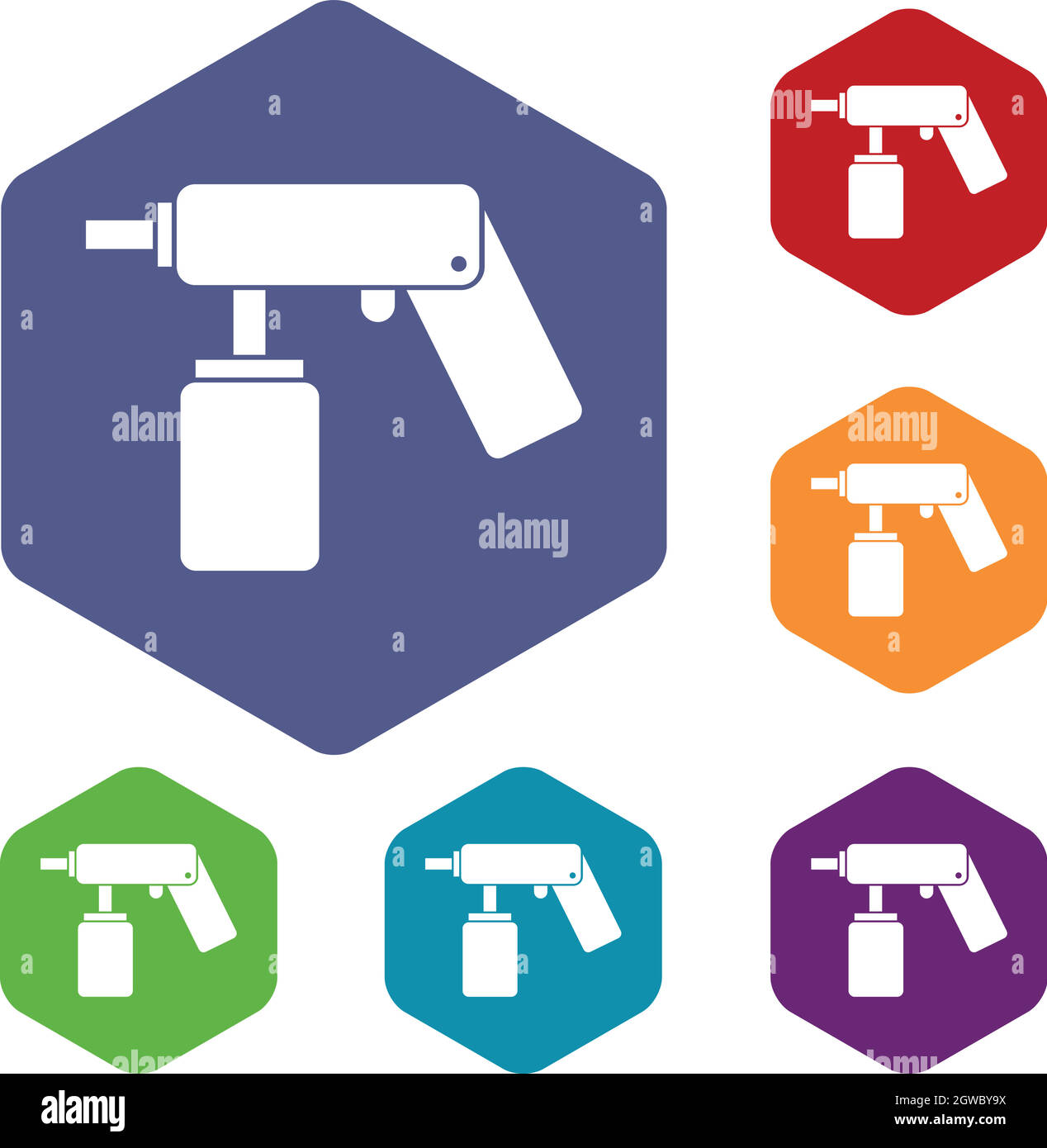Spray aerosol può bottiglia con un ugello di set di icone Illustrazione Vettoriale