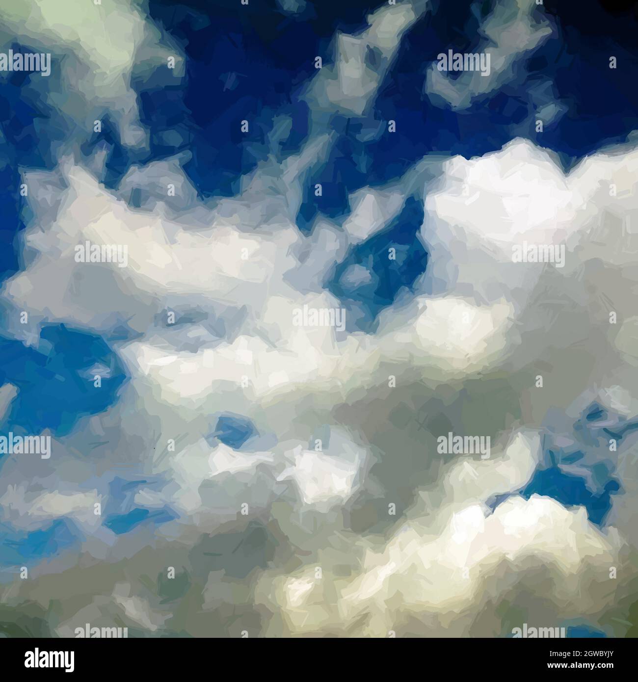 Nuvole su un cielo blu dipinto sfondo. Illustrazione vettoriale. Illustrazione Vettoriale