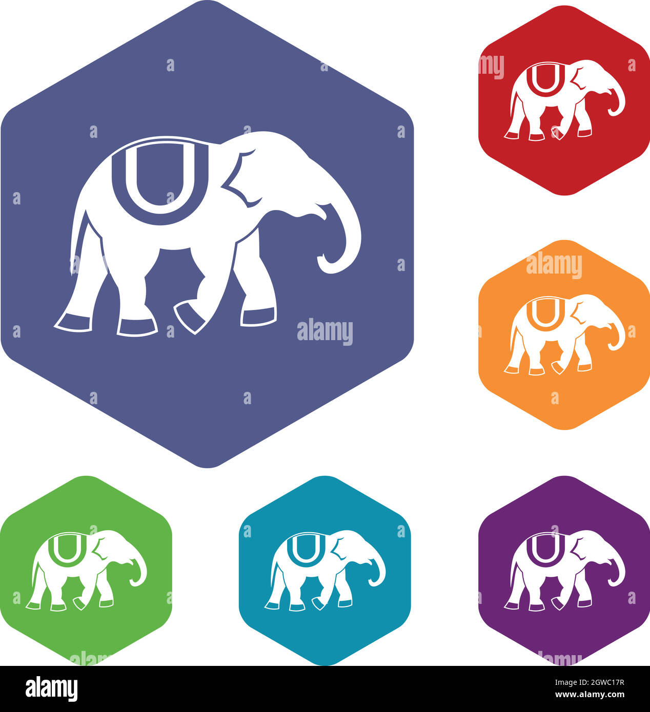 Elephant set di icone Illustrazione Vettoriale