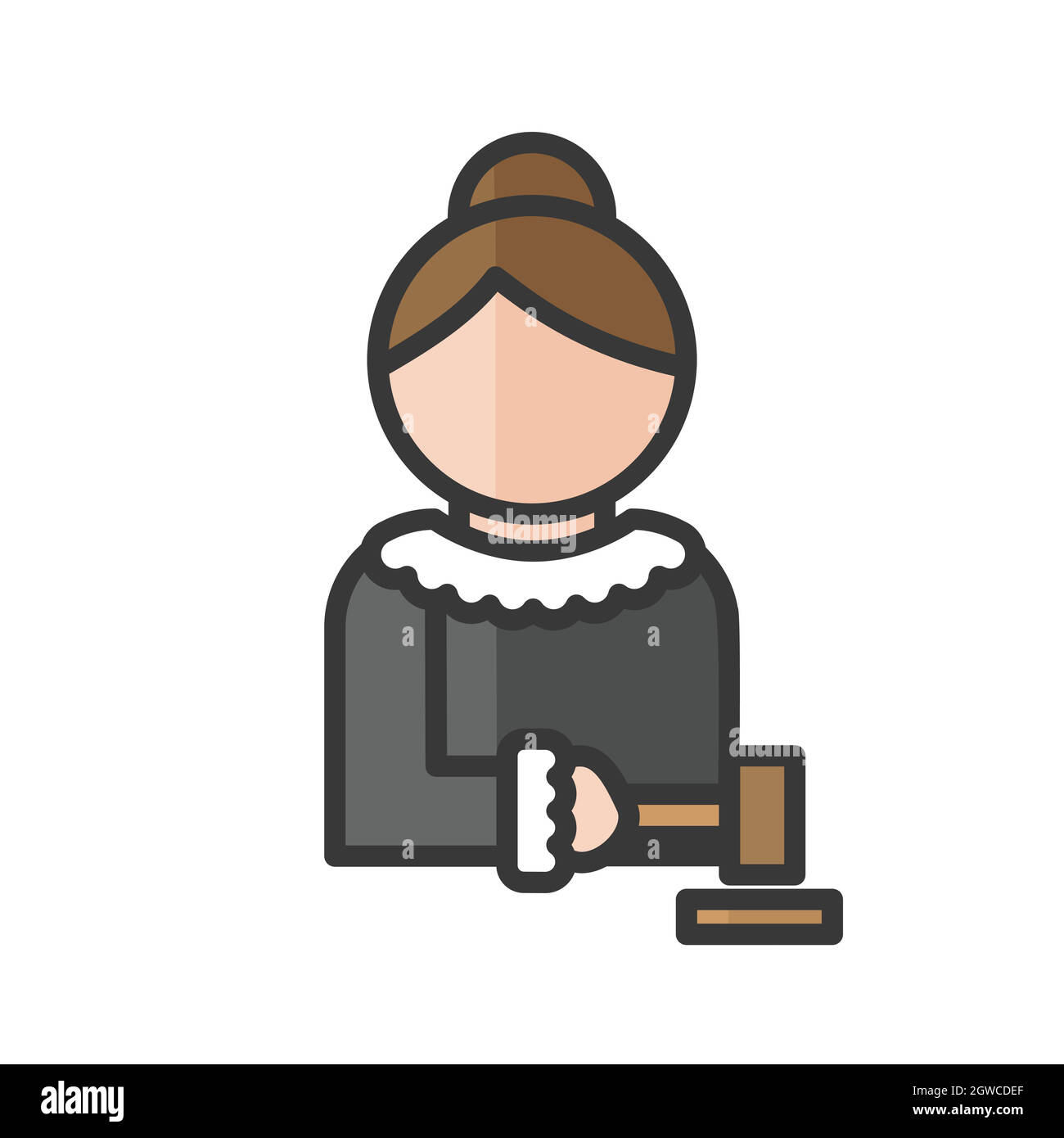 Avatar giudice femminile. Personaggio donna magistrata. Giustizia e diritto. Utente del profilo, persona. Icona persone. Illustrazione vettoriale Illustrazione Vettoriale