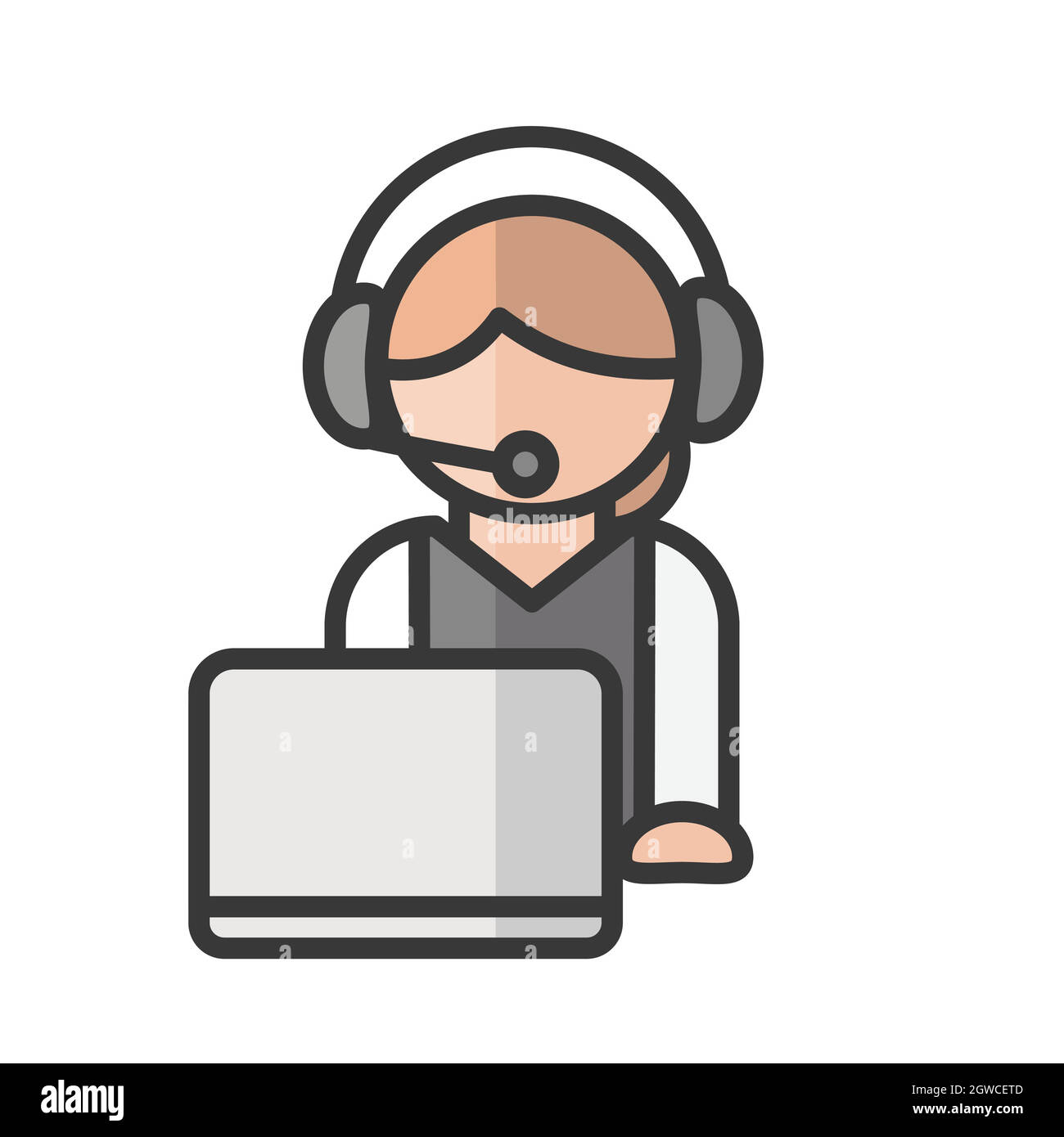 Avatar per call center femminile. Servizi telefonici. Donna che lavora. Utente del profilo, persona. Icona persone. Illustrazione vettoriale Illustrazione Vettoriale