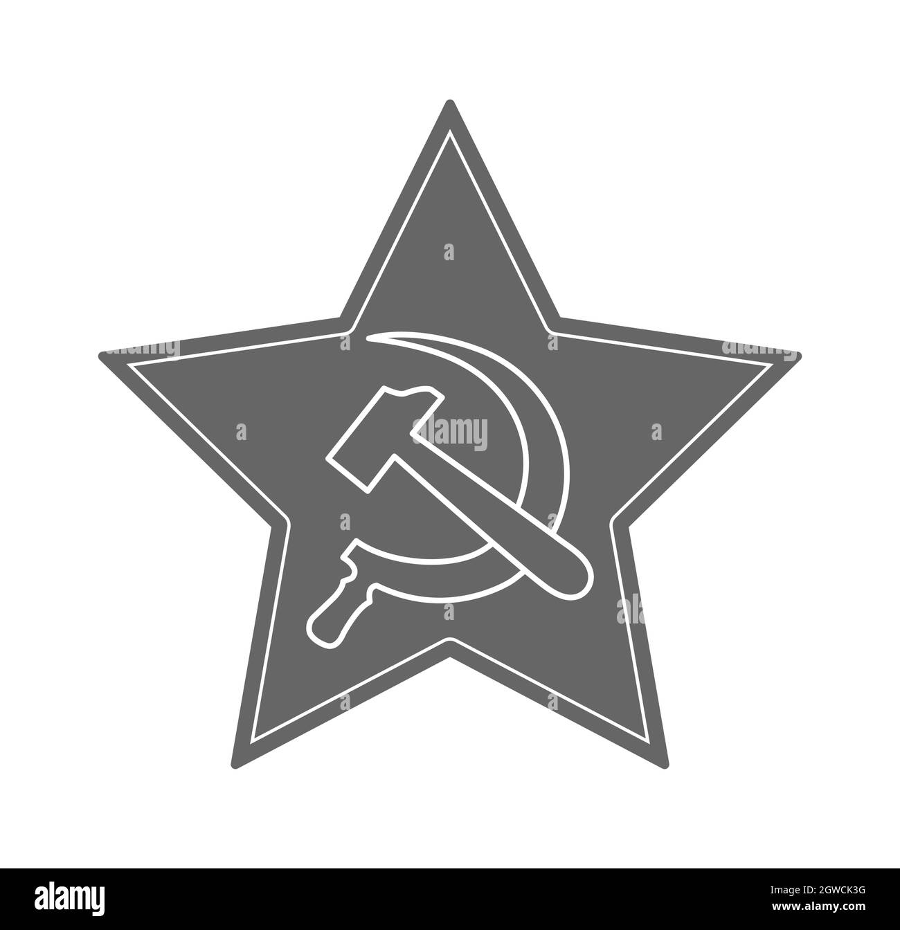 icona a stella a cinque punte con martello e falce. Stile piatto Illustrazione Vettoriale