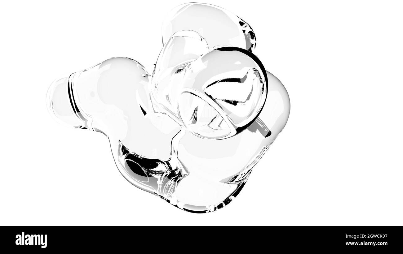 Campione cosmetico trasparente Scienza medica bolle d'acqua cura della pelle rendering 3d Foto Stock