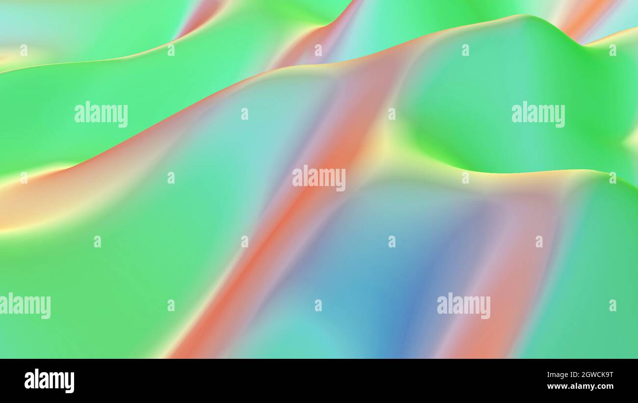 Rendering 3D trendy olografico a colori a gradiente liquido art Foto Stock