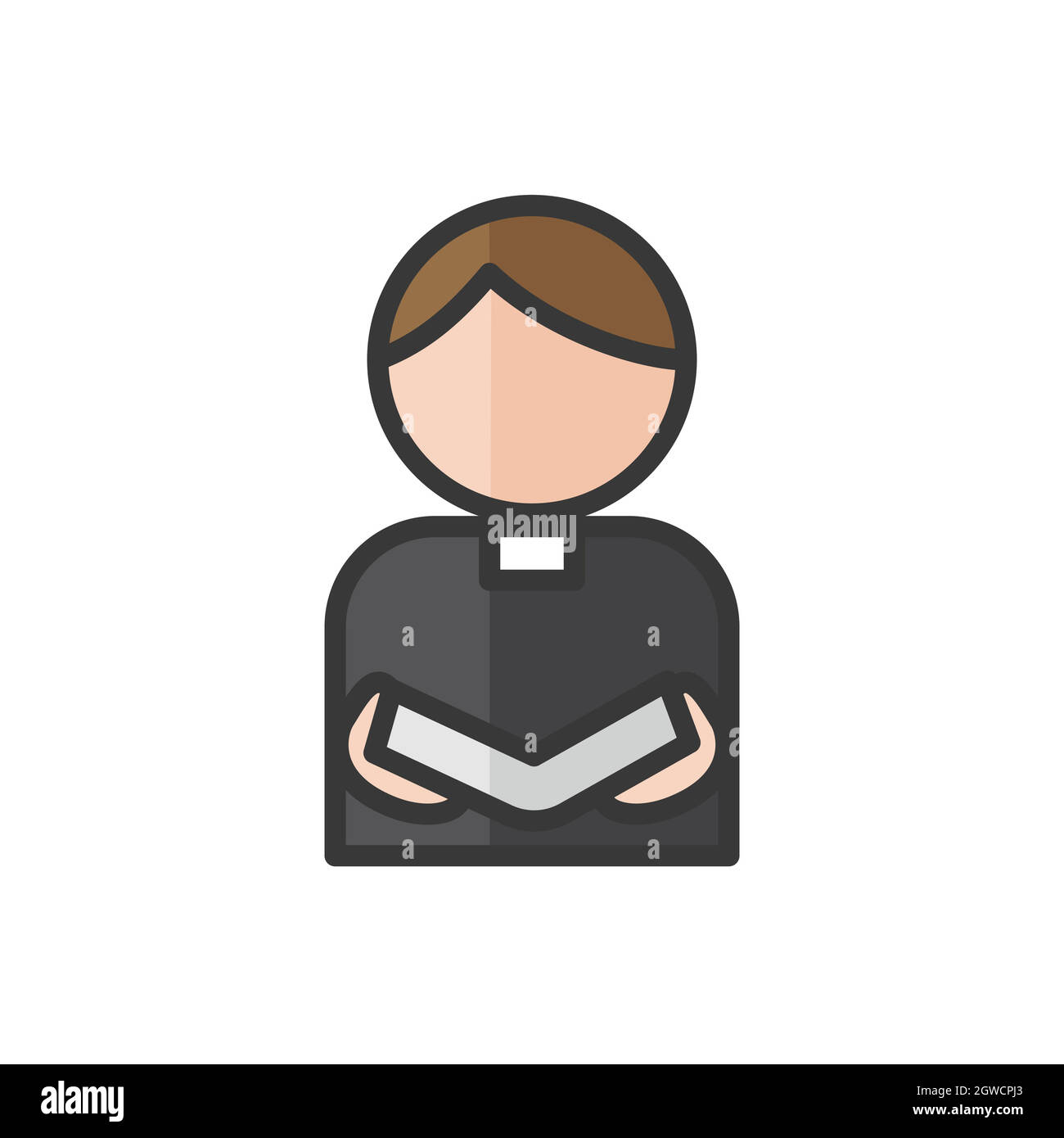 Avatar prete con bibbia. Popolo religioso. Icona della chiesa cattolica. Utente del profilo, persona. Illustrazione vettoriale Illustrazione Vettoriale