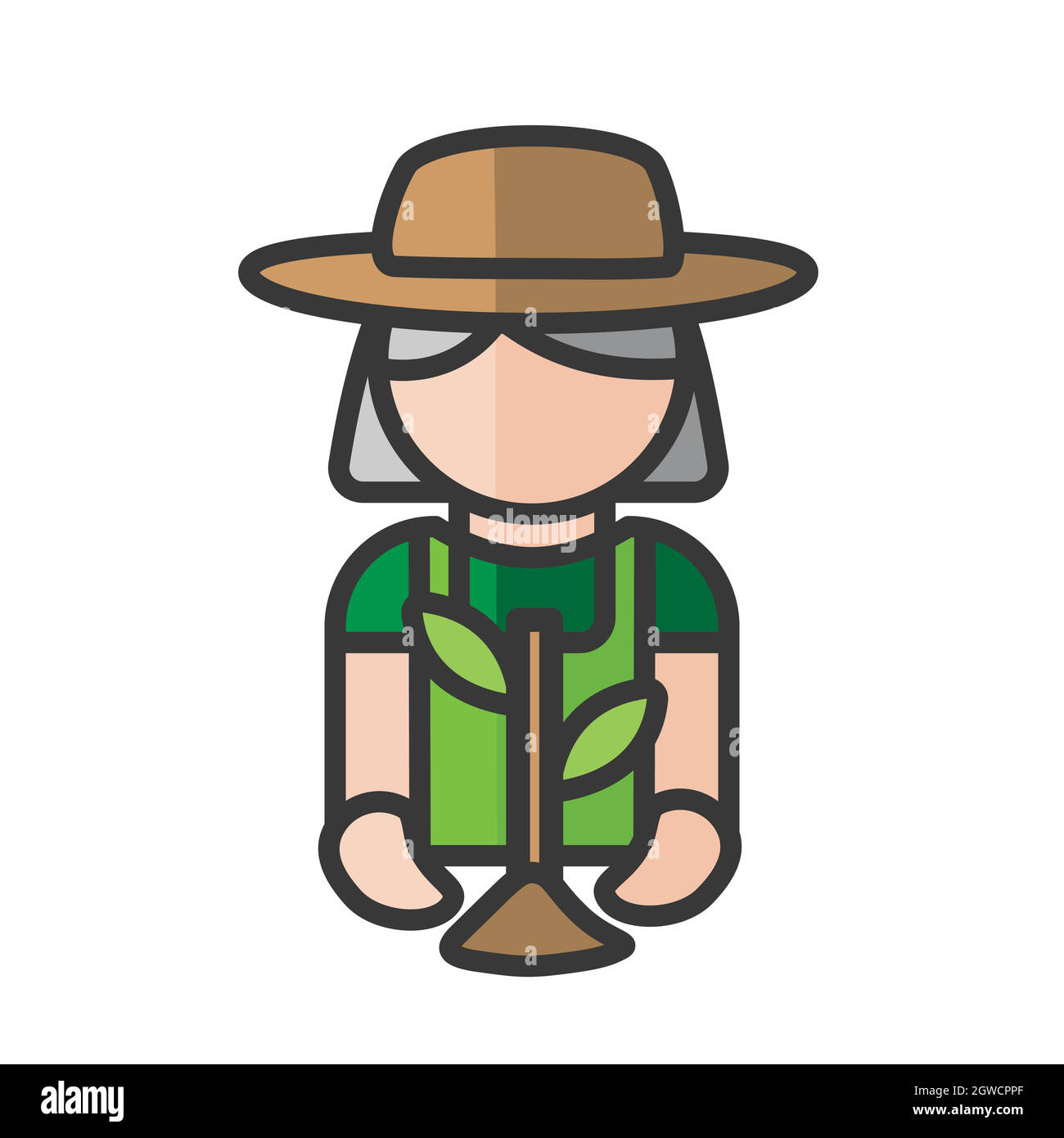 Avatar giardiniere femminile. Donna che lavora in giardino. Utente del profilo, persona. Icona persone. Illustrazione vettoriale Illustrazione Vettoriale