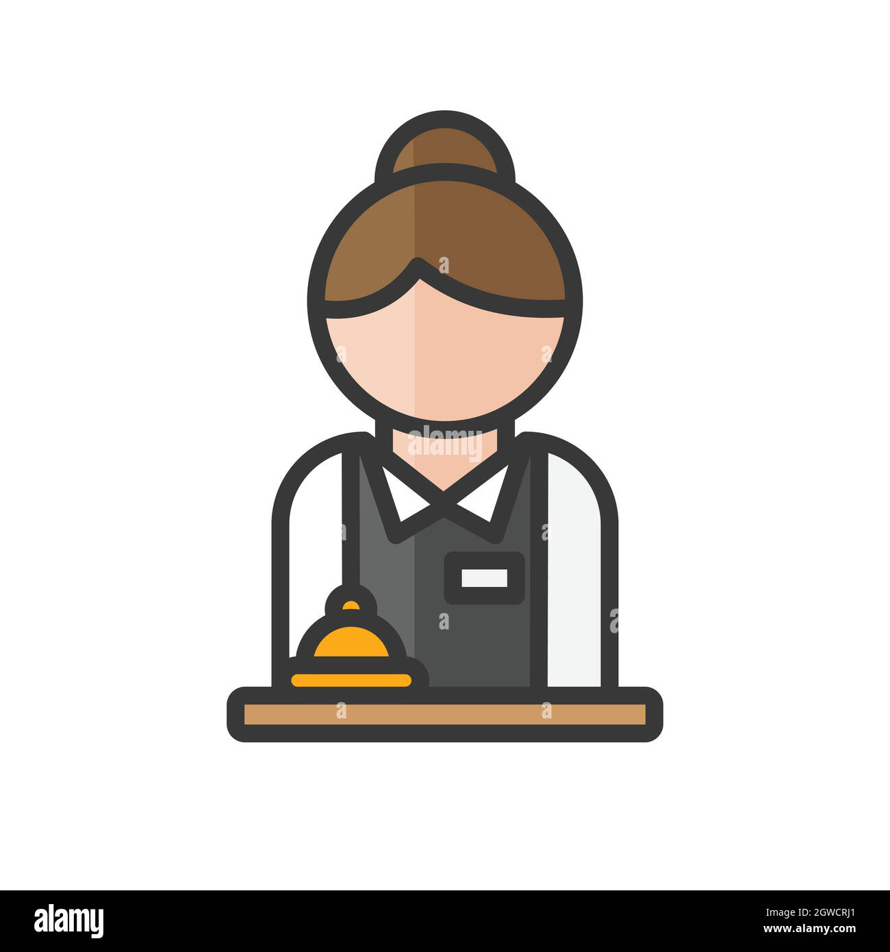 Avatar donna del receptionist dell'hotel. Donna con carattere uniforme e campana. Utente del profilo, persona. Icona persone. Illustrazione vettoriale Illustrazione Vettoriale