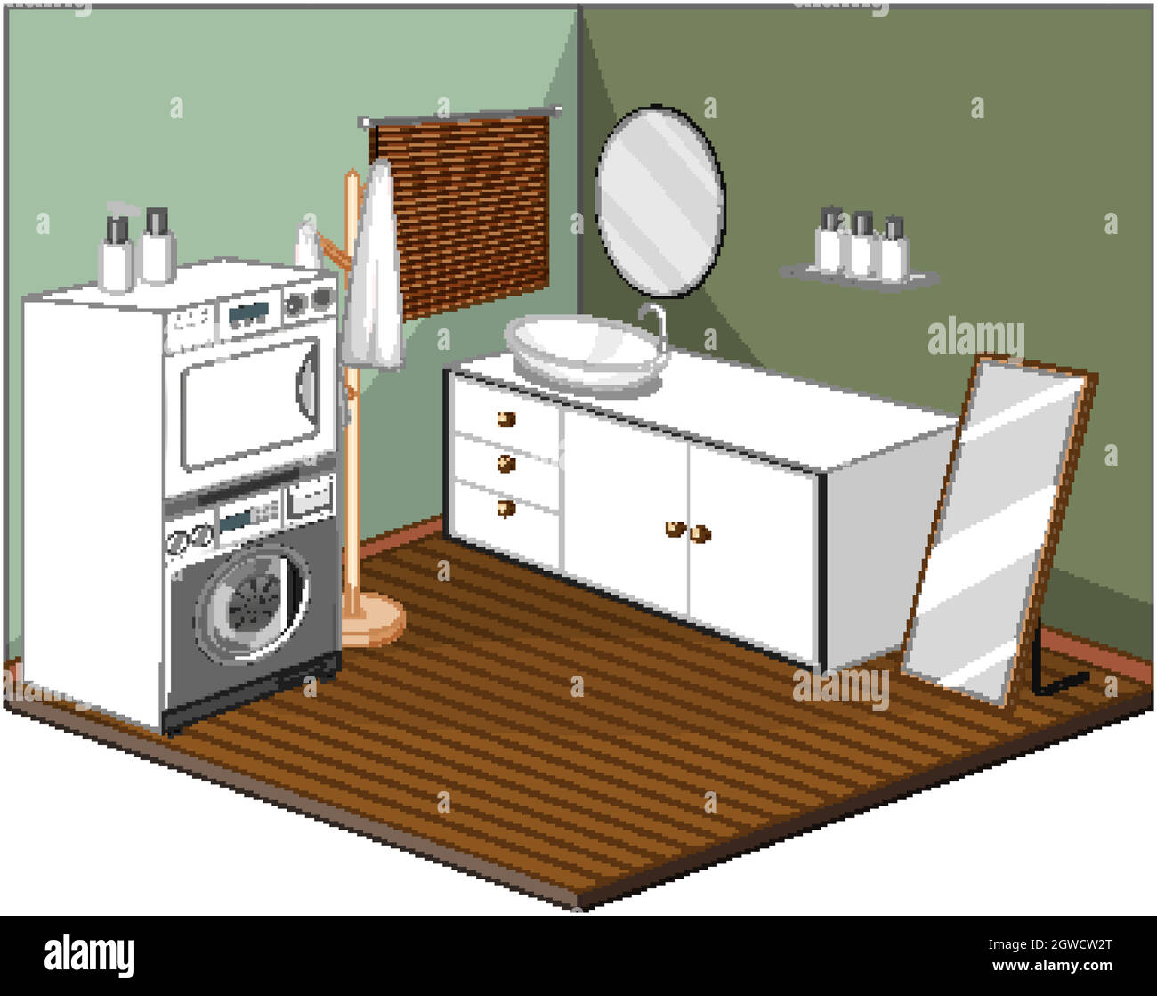 Lavanderia interna con mobili Illustrazione Vettoriale