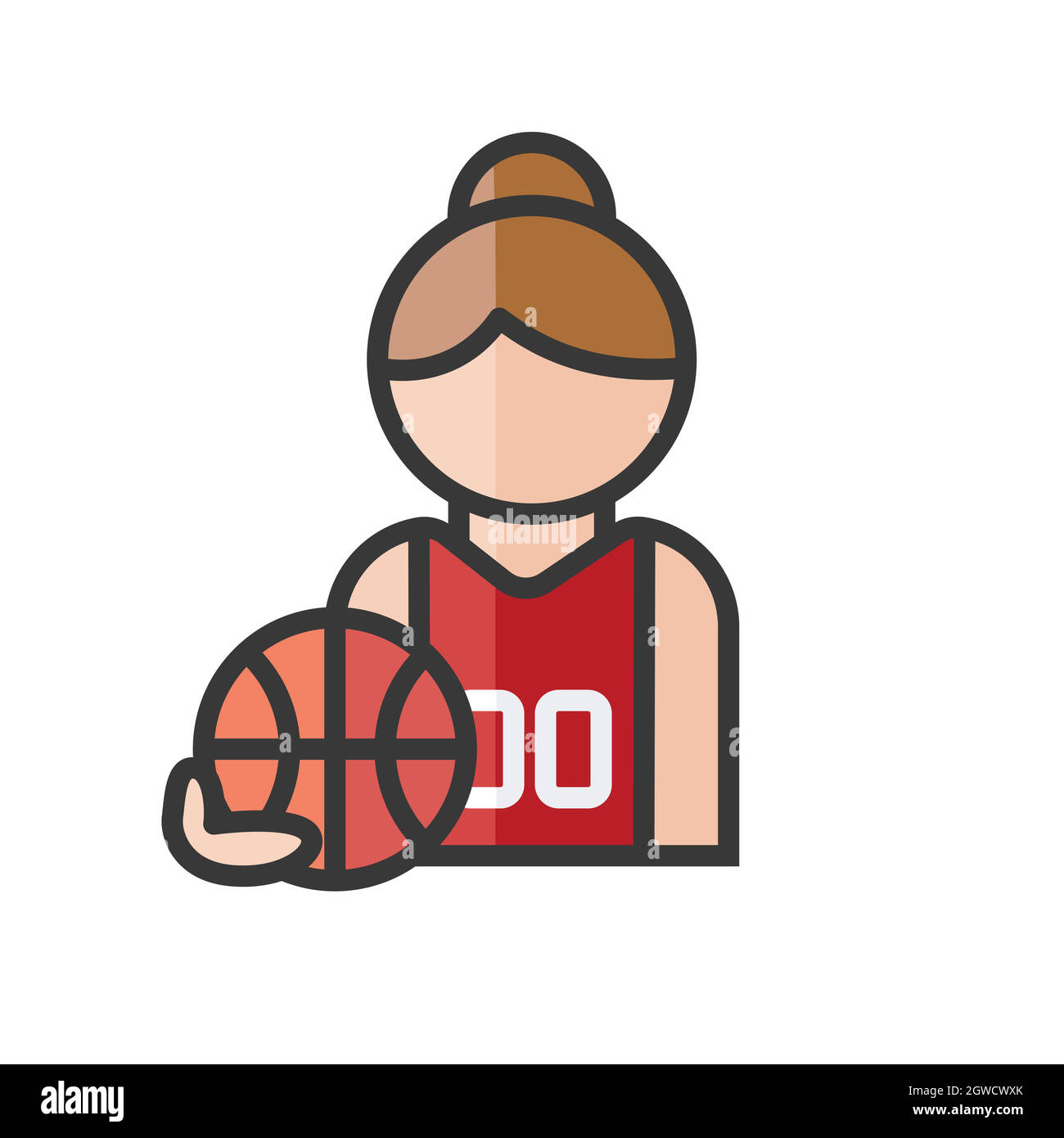 Avatar giocatore di basket femminile. Donna che gioca sport. Utente del profilo, persona. Icona persone. Illustrazione vettoriale Illustrazione Vettoriale