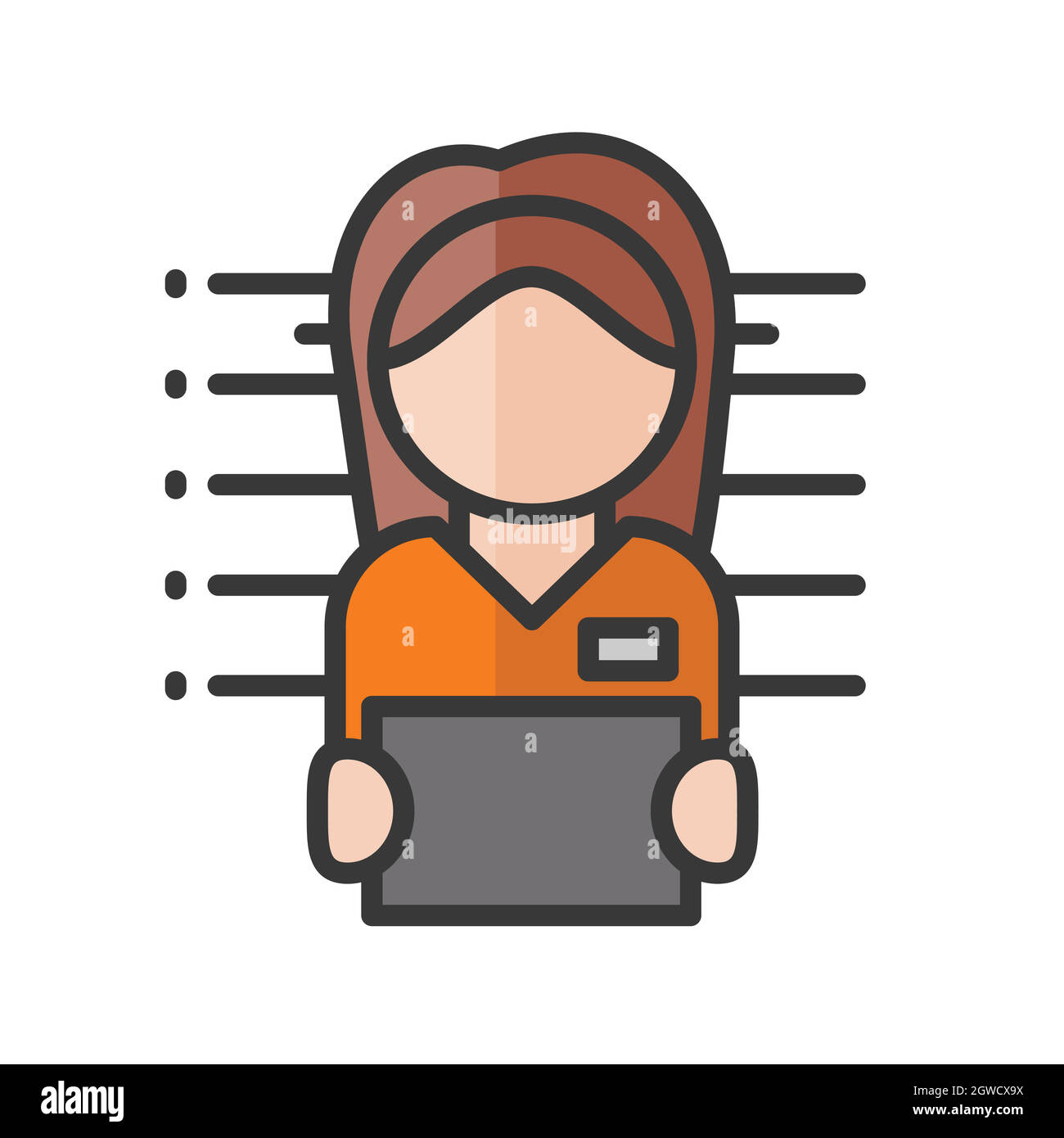 Avatar prigioniero femmina. Personaggio offensore. Utente del profilo, persona. Icona persone. Illustrazione vettoriale Illustrazione Vettoriale