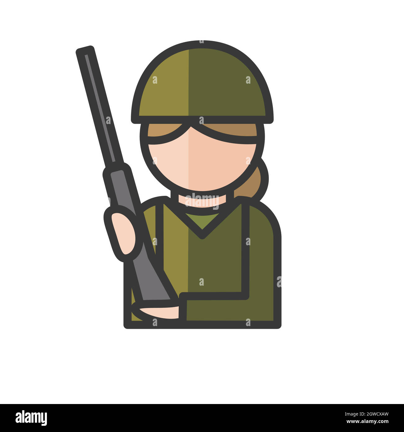 Avatar soldato femminile. Esercito, personaggio militare. Utente del profilo, persona. Icona persone. Illustrazione vettoriale Illustrazione Vettoriale