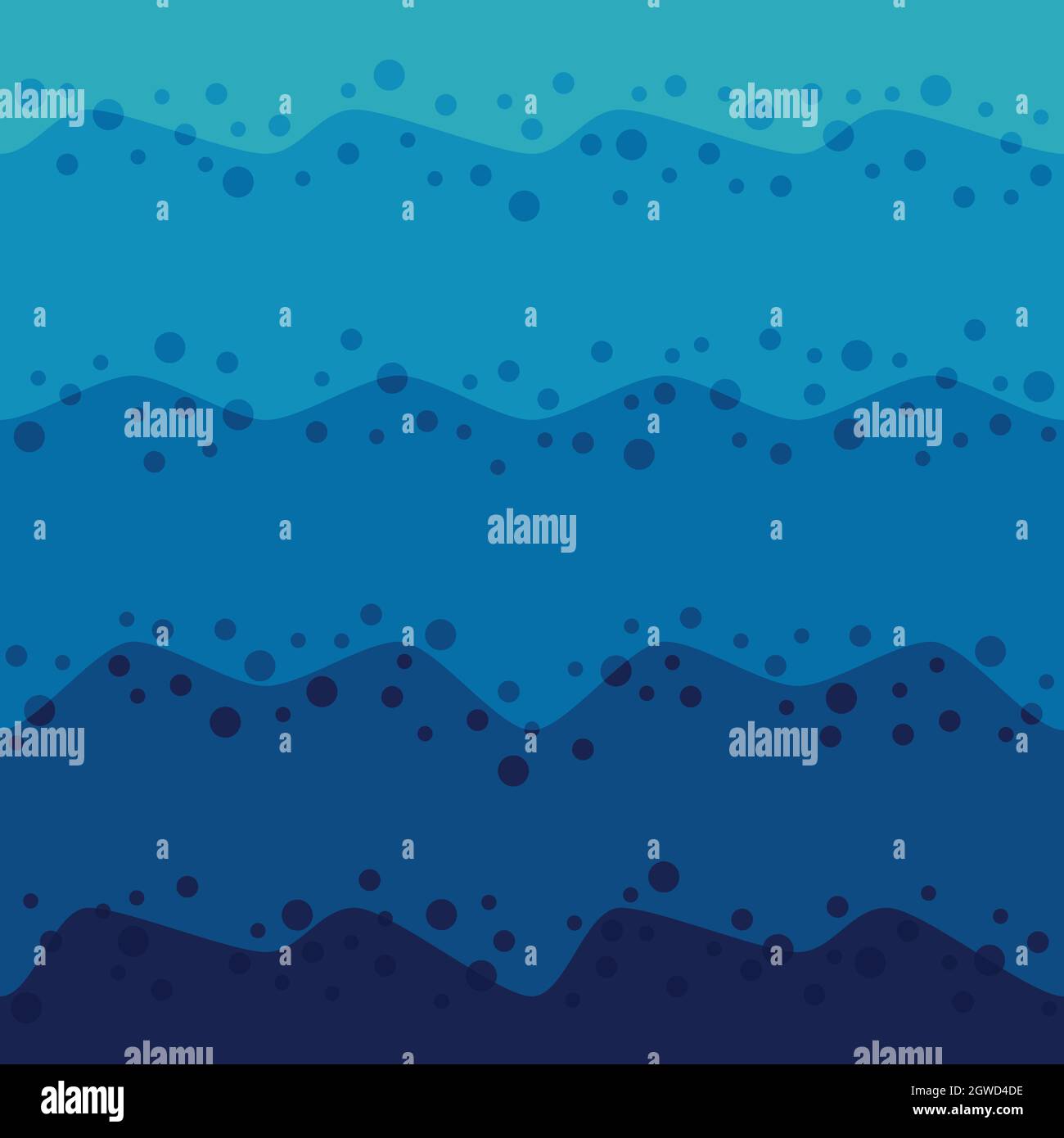 Sfondo marino con onde e bolle. Illustrazione del vettore colorato. Illustrazione Vettoriale