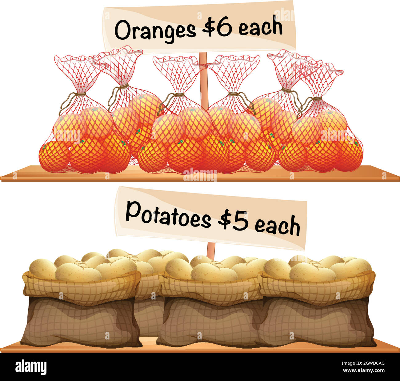 Sacchetti di patate e arance Illustrazione Vettoriale