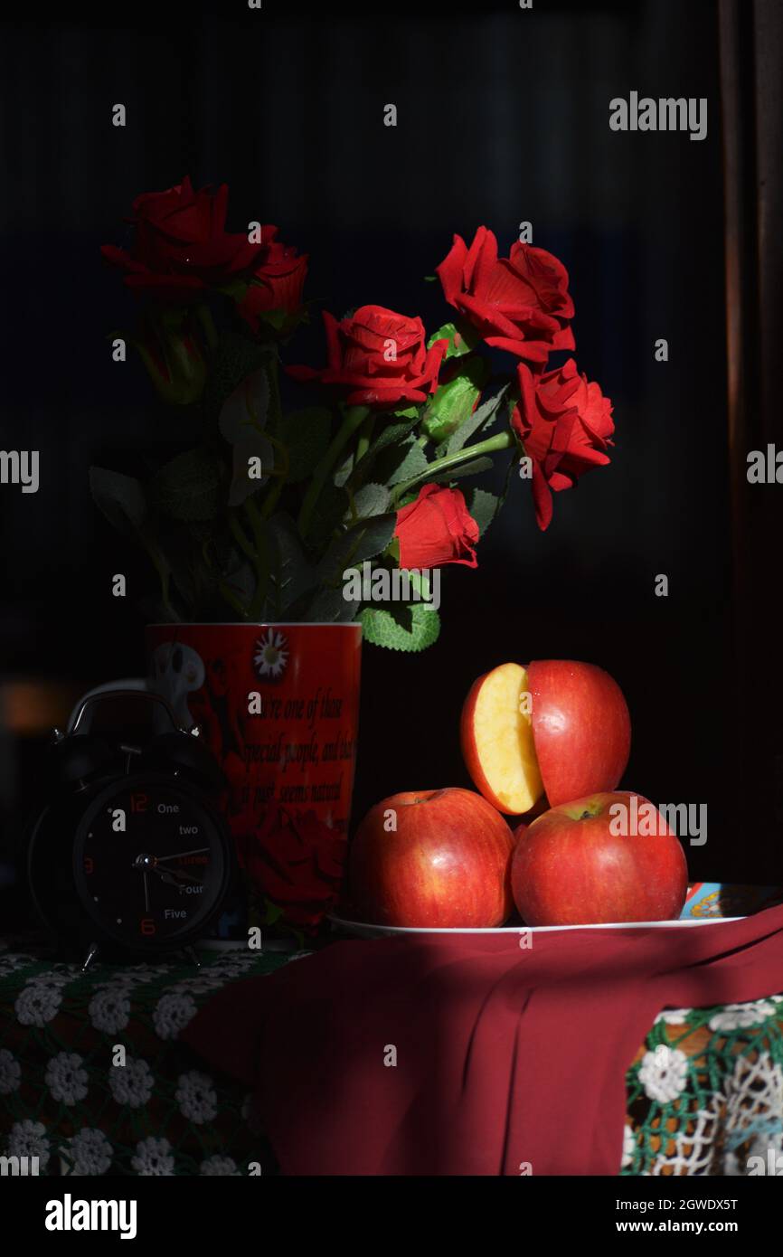 Fotografia di vita delle mele. Foto Stock