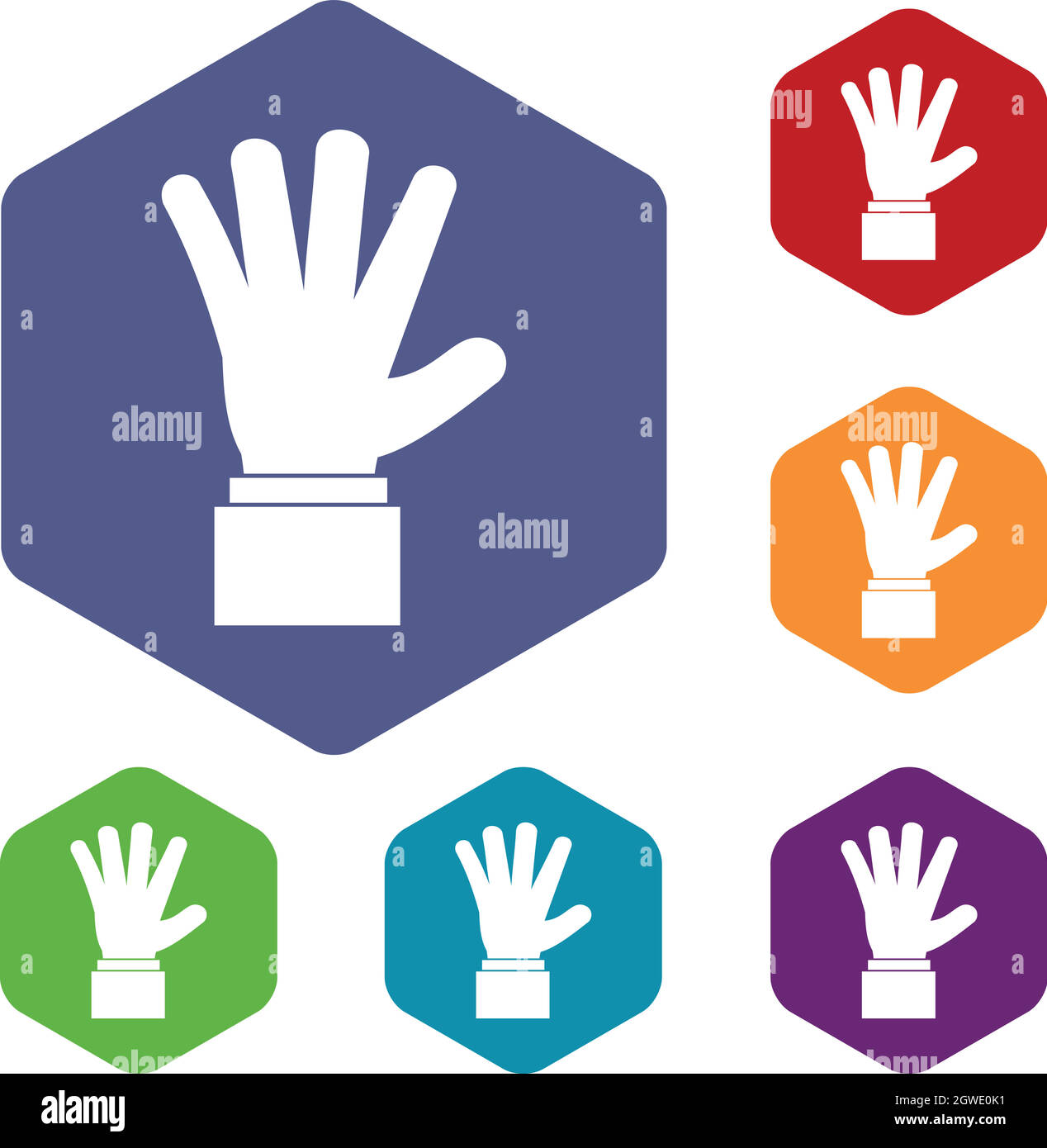 La mano che mostra cinque dita di set di icone Illustrazione Vettoriale