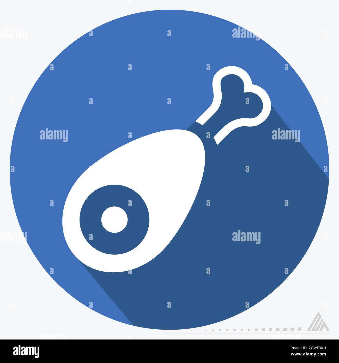 Ham icona - stile ombra lunga - illustrazione semplice, tratto modificabile, vettore modello di disegno, buono per stampe, poster, pubblicità, annunci, Illustrazione Vettoriale