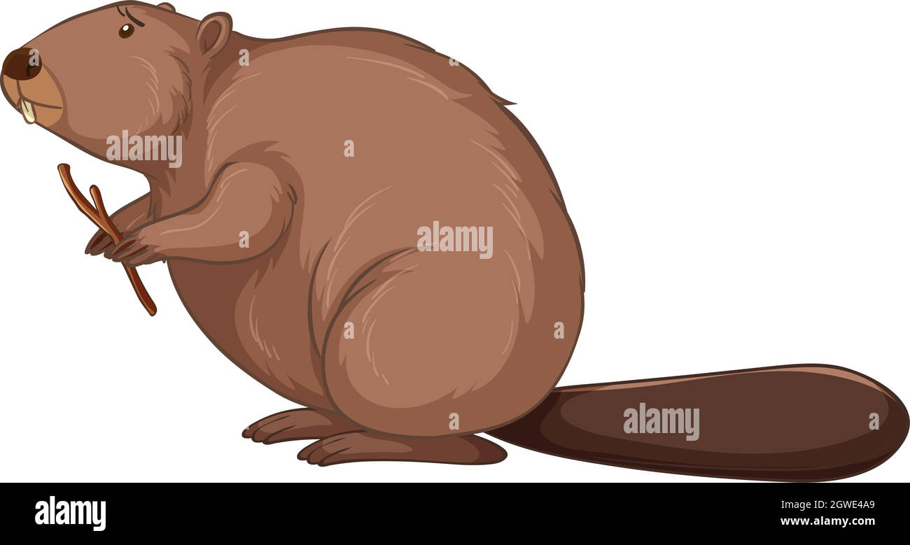 Personaggio cartoon Beaver isolato su sfondo bianco Illustrazione Vettoriale