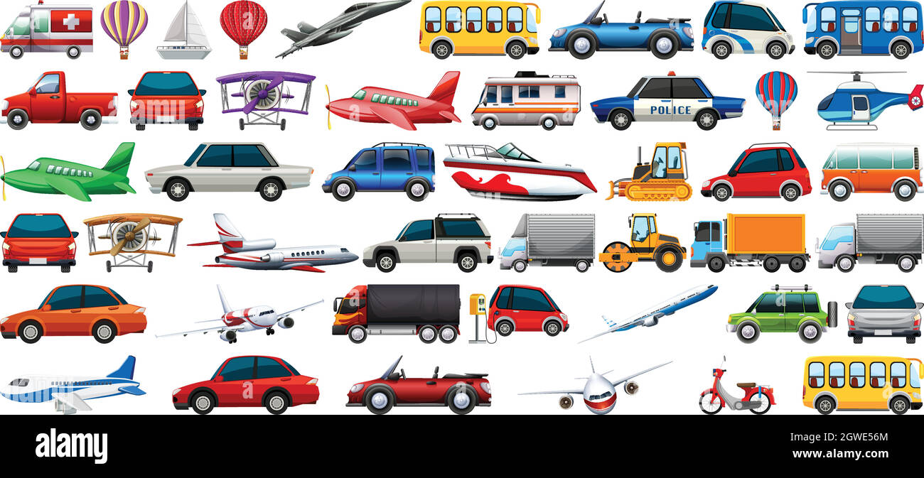 Set del veicolo di trasporto Illustrazione Vettoriale